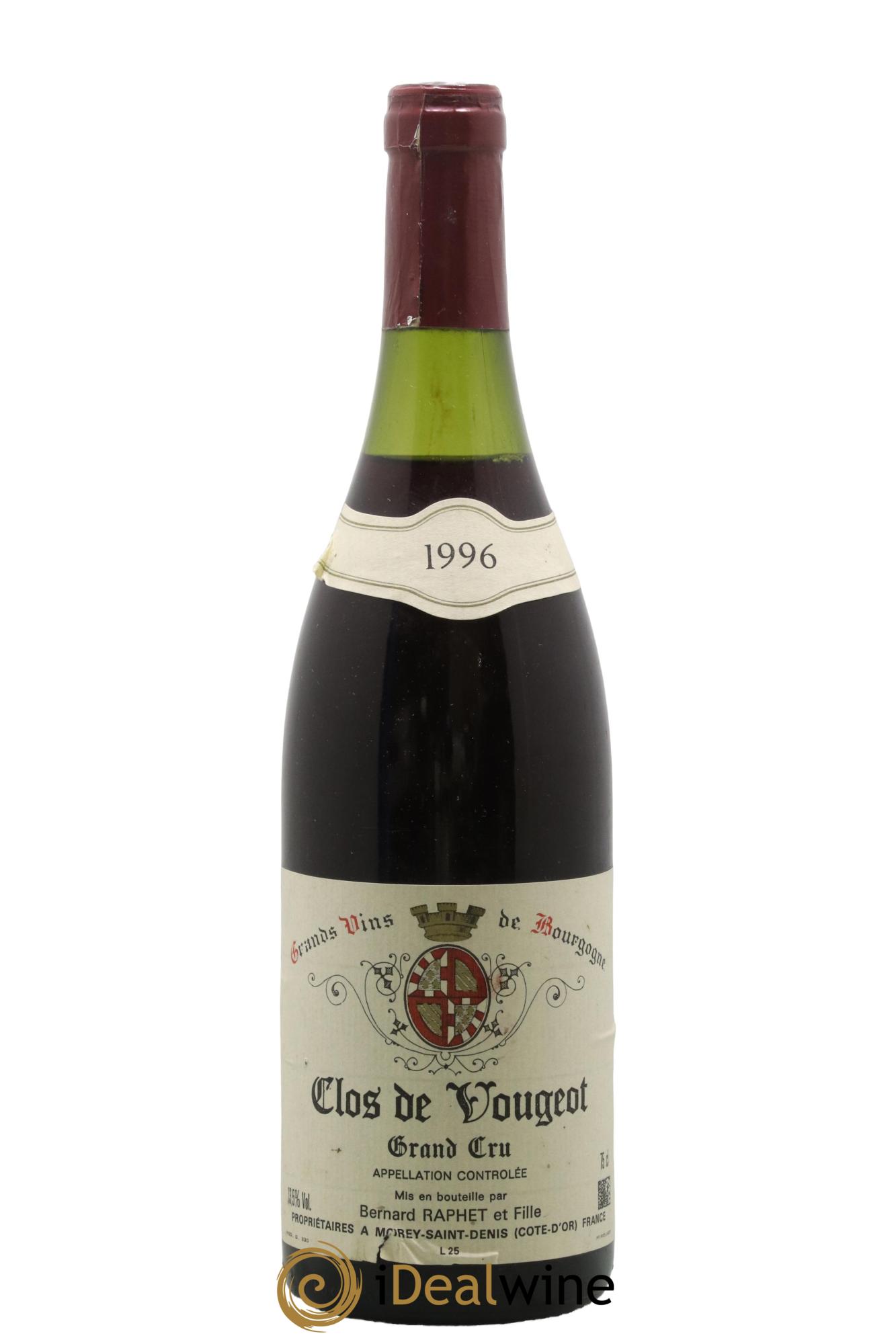 Clos de Vougeot Grand Cru Domaine Bernard Raphet 1996 - Lot of 1 bottle - 0