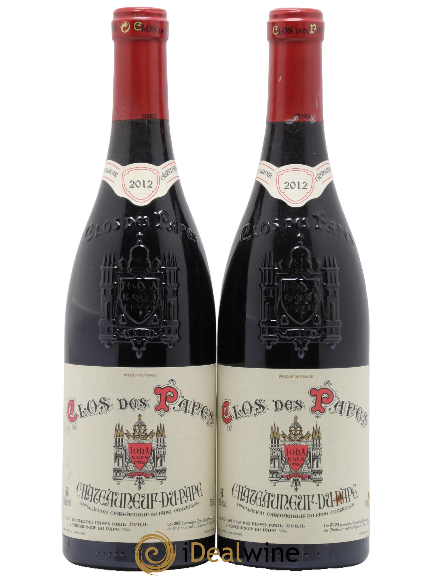 Châteauneuf-du-Pape Clos des Papes - Paul Avril 2012 - Lot de 2 bouteilles - 0