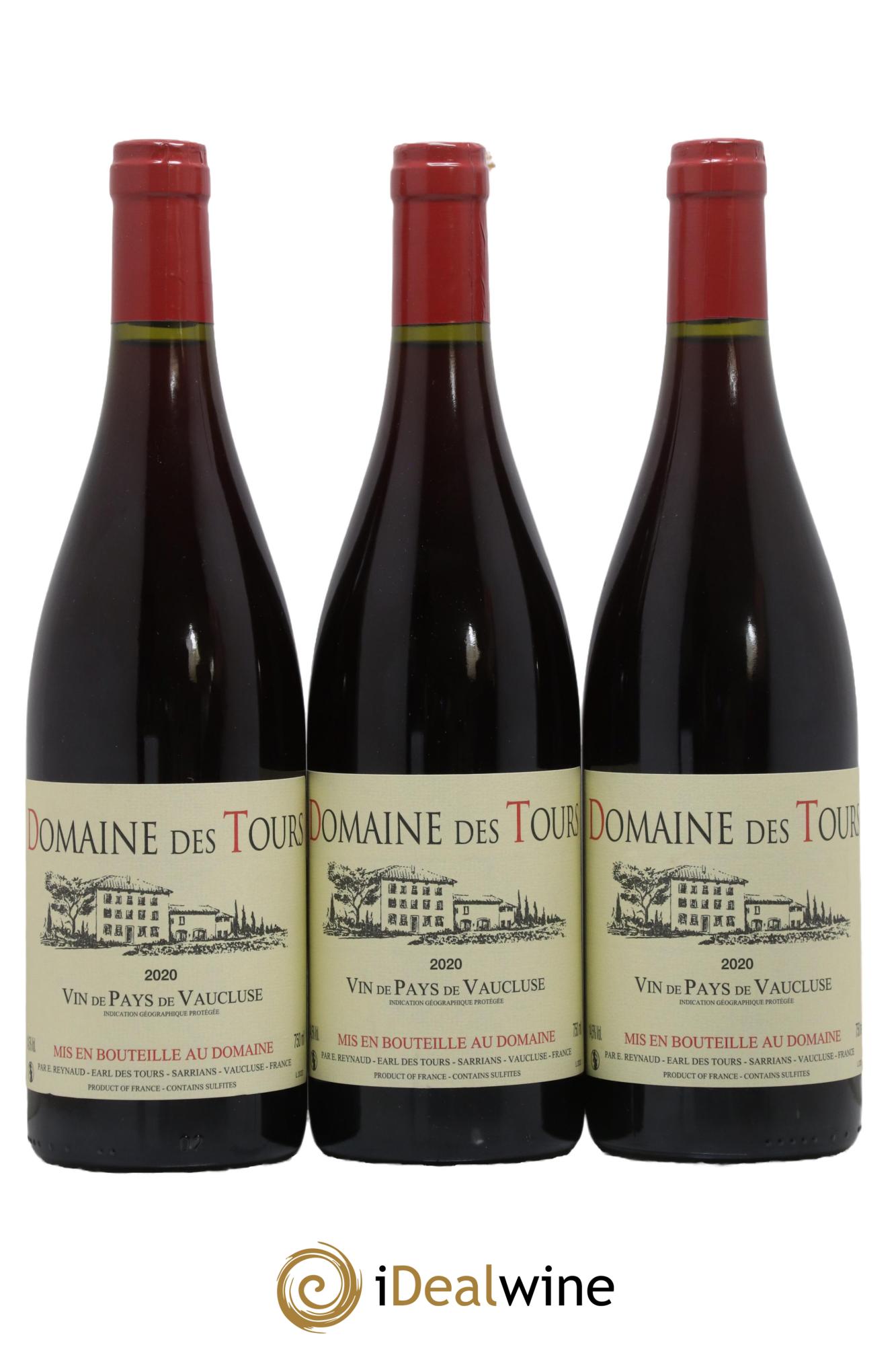 IGP Vaucluse (Vin de Pays de Vaucluse) Domaine des Tours Emmanuel Reynaud 2020 - Lot de 3 bouteilles - 0