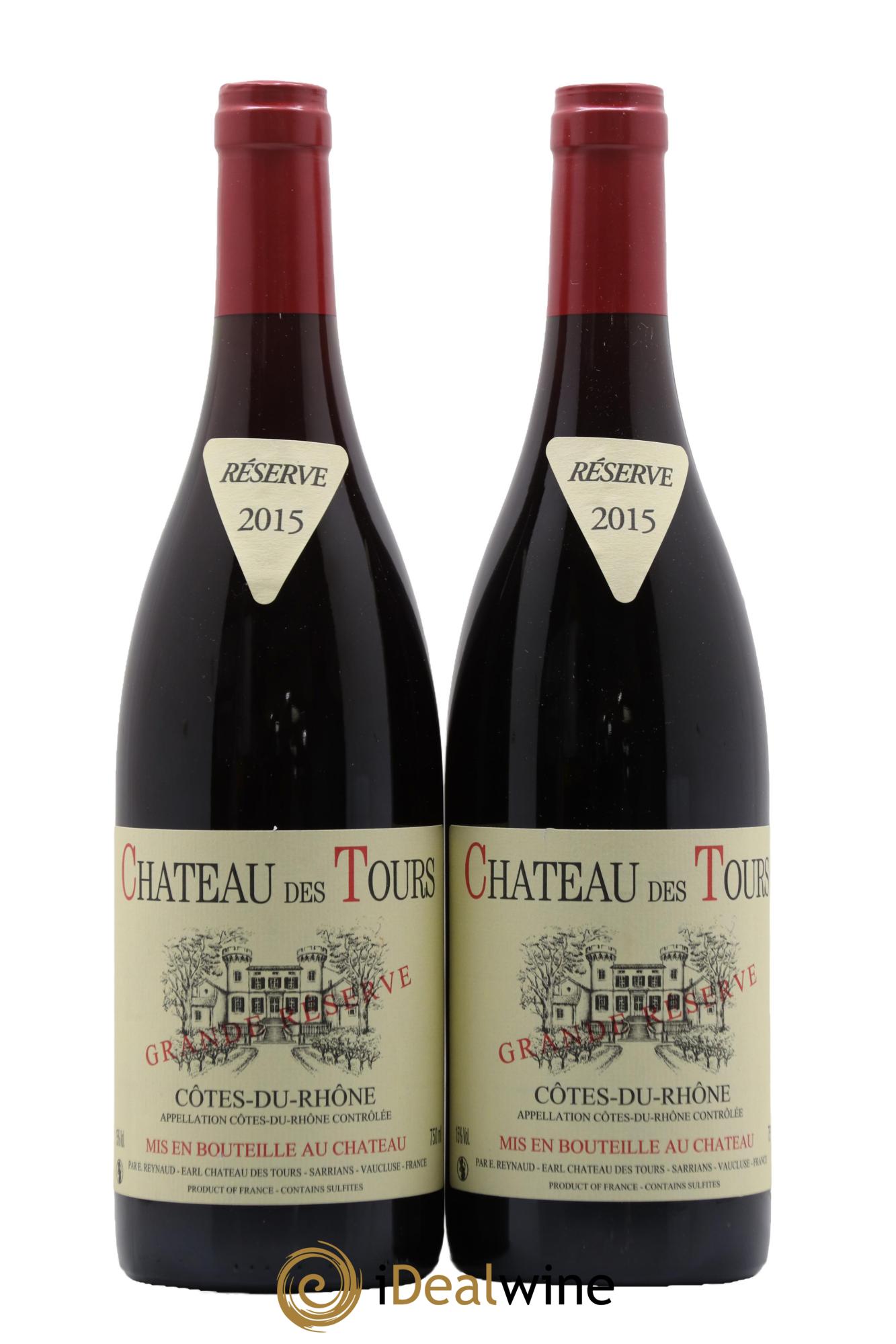 Côtes du Rhône Château des Tours Grande Réserve Emmanuel Reynaud 2015 - Lot de 2 bouteilles - 0