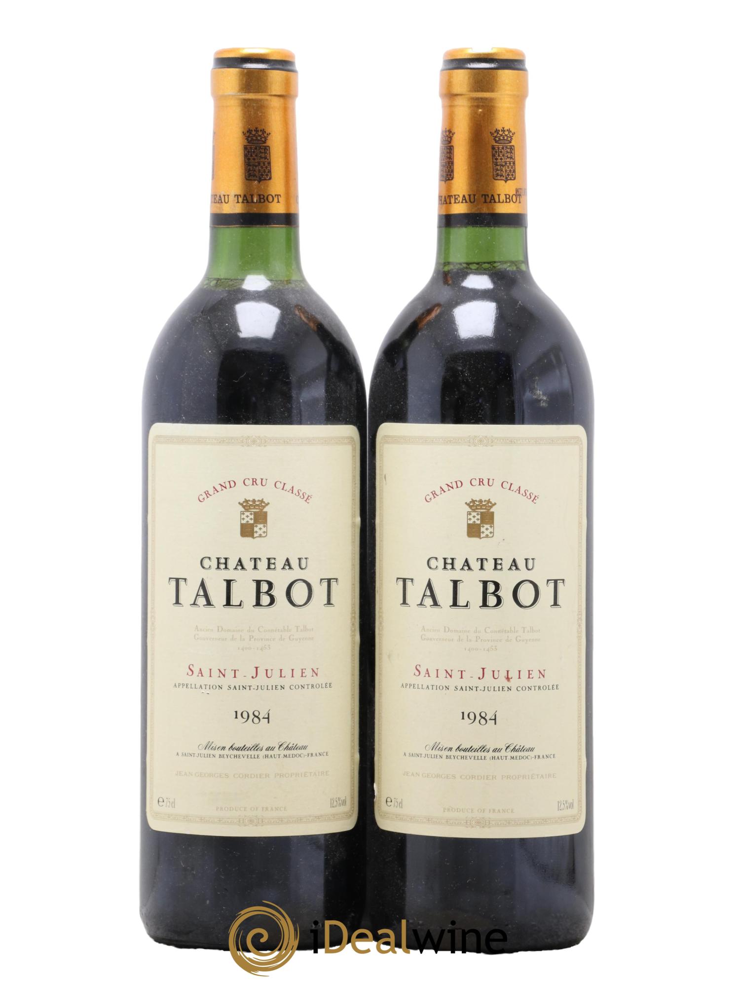 Château Talbot 4ème Grand Cru Classé 1984 - Lot de 2 bouteilles - 0