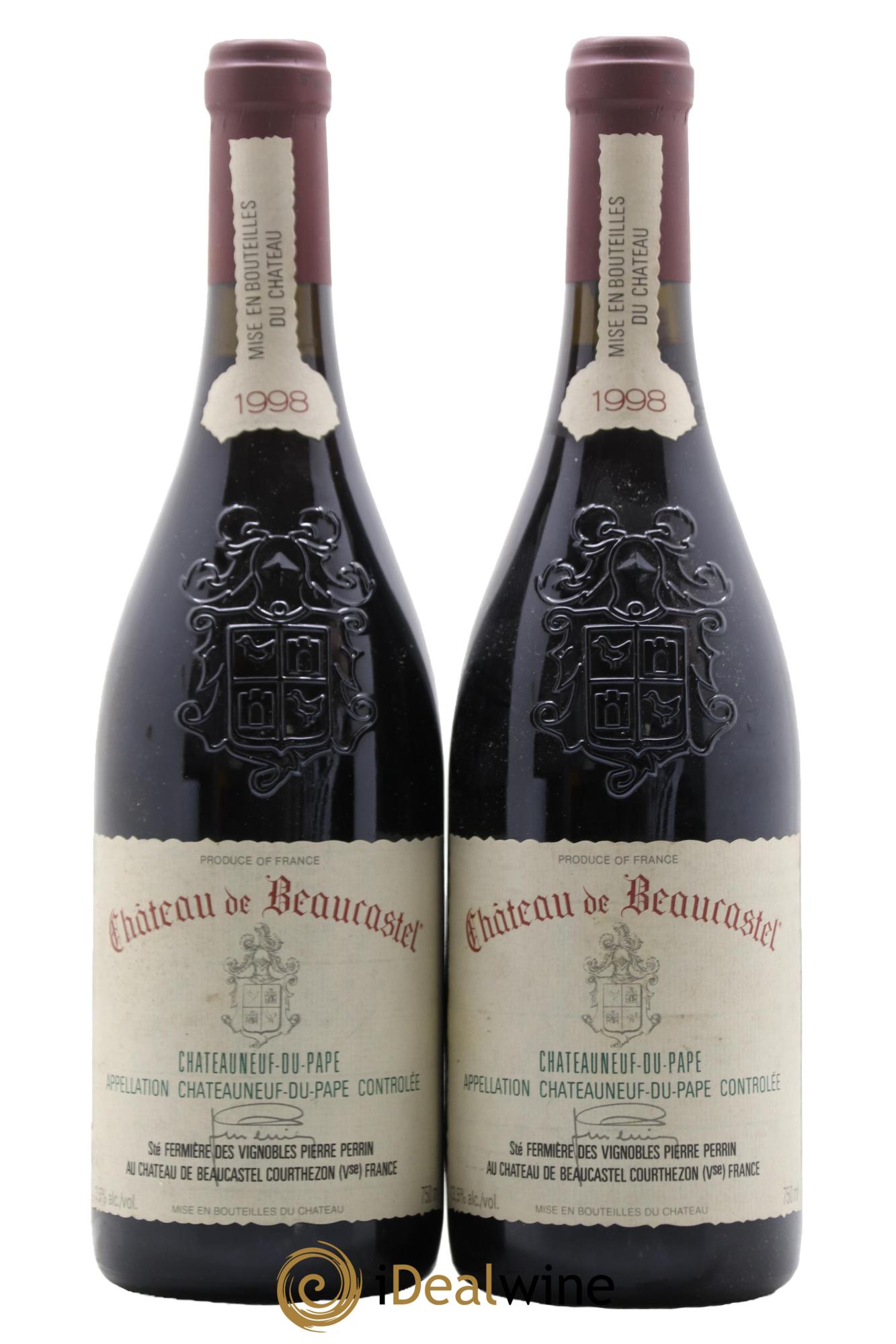 Châteauneuf-du-Pape Château de Beaucastel Famille Perrin 1998 - Lot de 2 bouteilles - 0