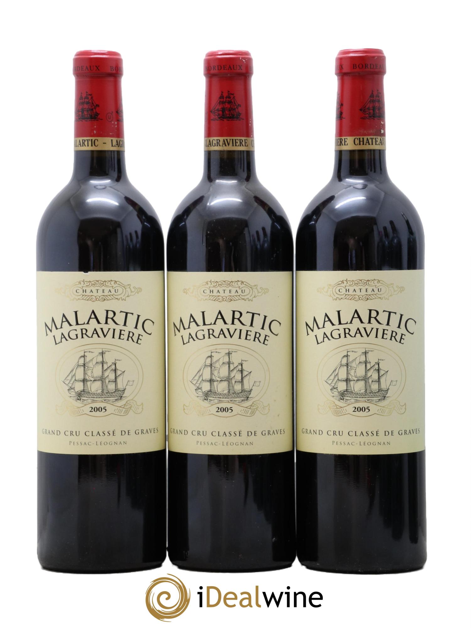 Château Malartic-Lagravière Cru Classé de Graves 2005 - Lotto di 3 bottiglie - 0