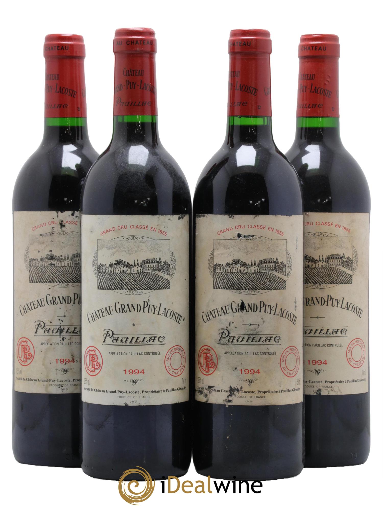 Château Grand Puy Lacoste 5ème Grand Cru Classé 1994 - Lot de 4 bouteilles - 0