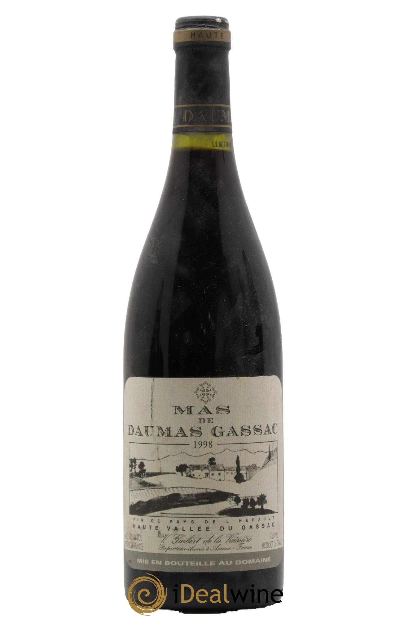 IGP St Guilhem-le-Désert - Cité d'Aniane Mas Daumas Gassac Famille Guibert de La Vaissière 1998 - Lot of 1 bottle - 0