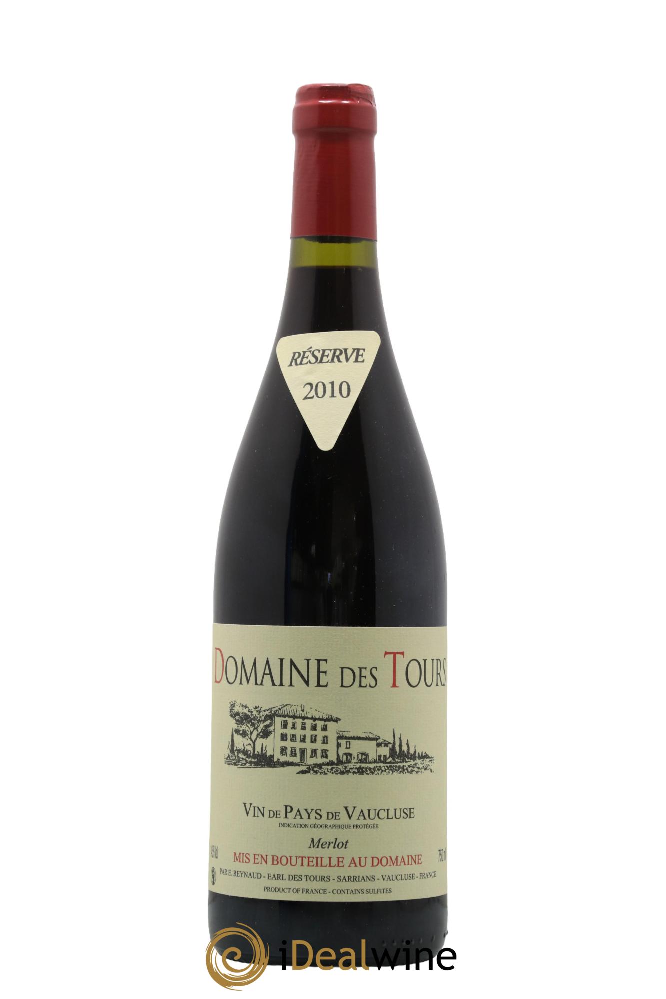 IGP Pays du Vaucluse (Vin de Pays du Vaucluse) Domaine des Tours Merlot Emmanuel Reynaud  2010 - Lot de 1 bouteille - 0