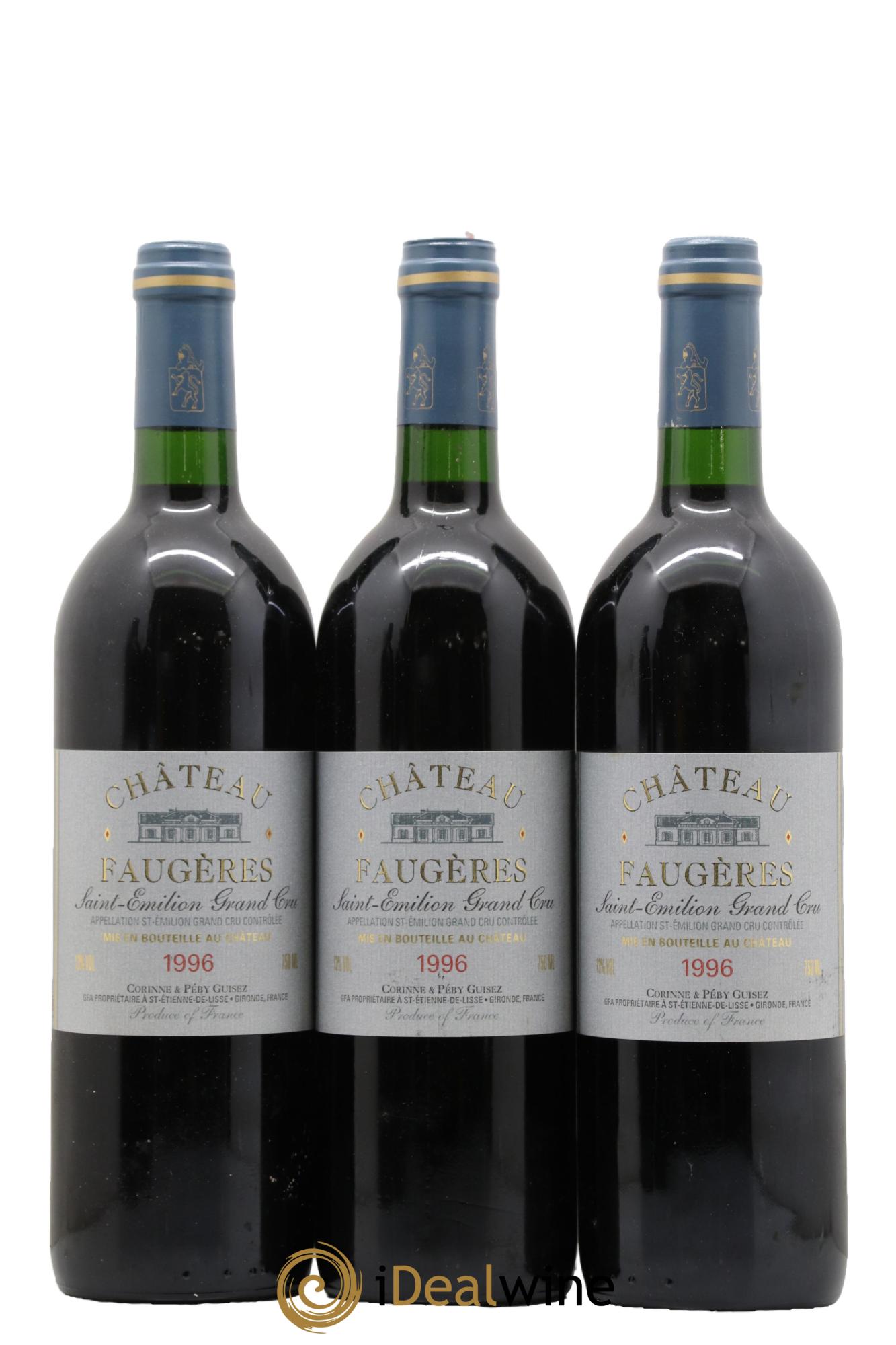 Château Faugères Grand Cru Classé 1996 - Lot de 3 bouteilles - 0