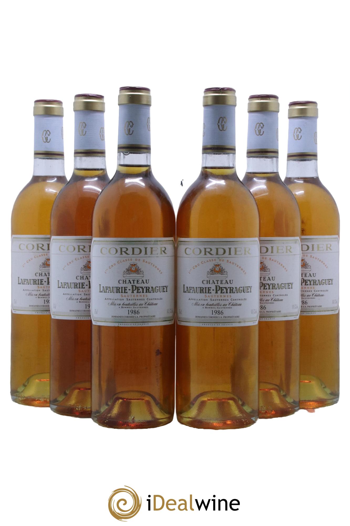 Château Lafaurie-Peyraguey 1er Grand Cru Classé  1986 - Lot de 6 bouteilles - 0