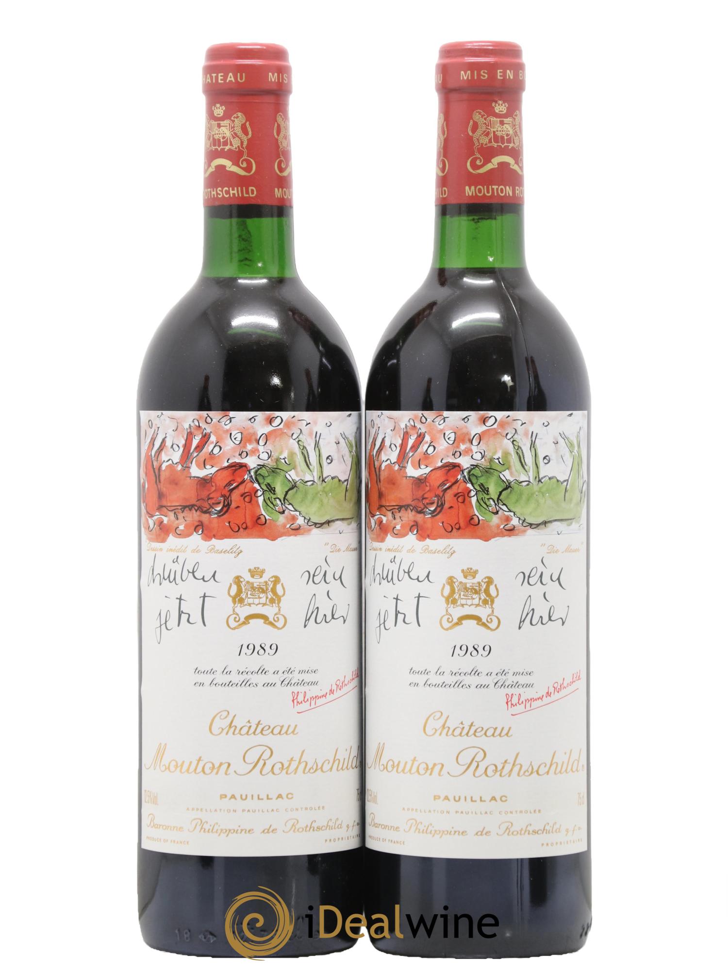 Château Mouton Rothschild 1er Grand Cru Classé 1989 - Lot de 2 bouteilles - 0