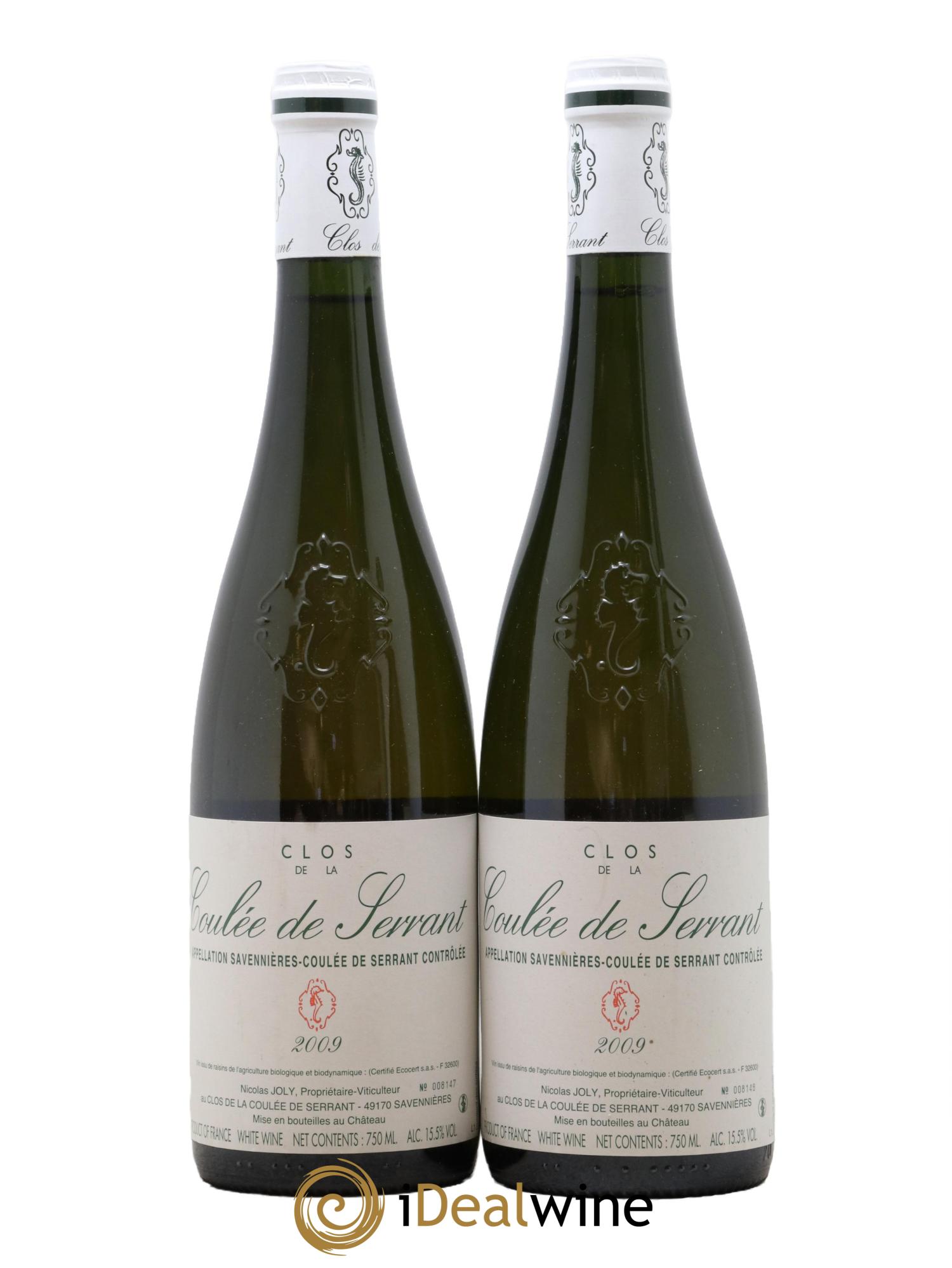 Savennières Clos de la Coulée de Serrant Vignobles de la Coulée de Serrant - Nicolas Joly 2009 - Lot of 2 bottles - 0