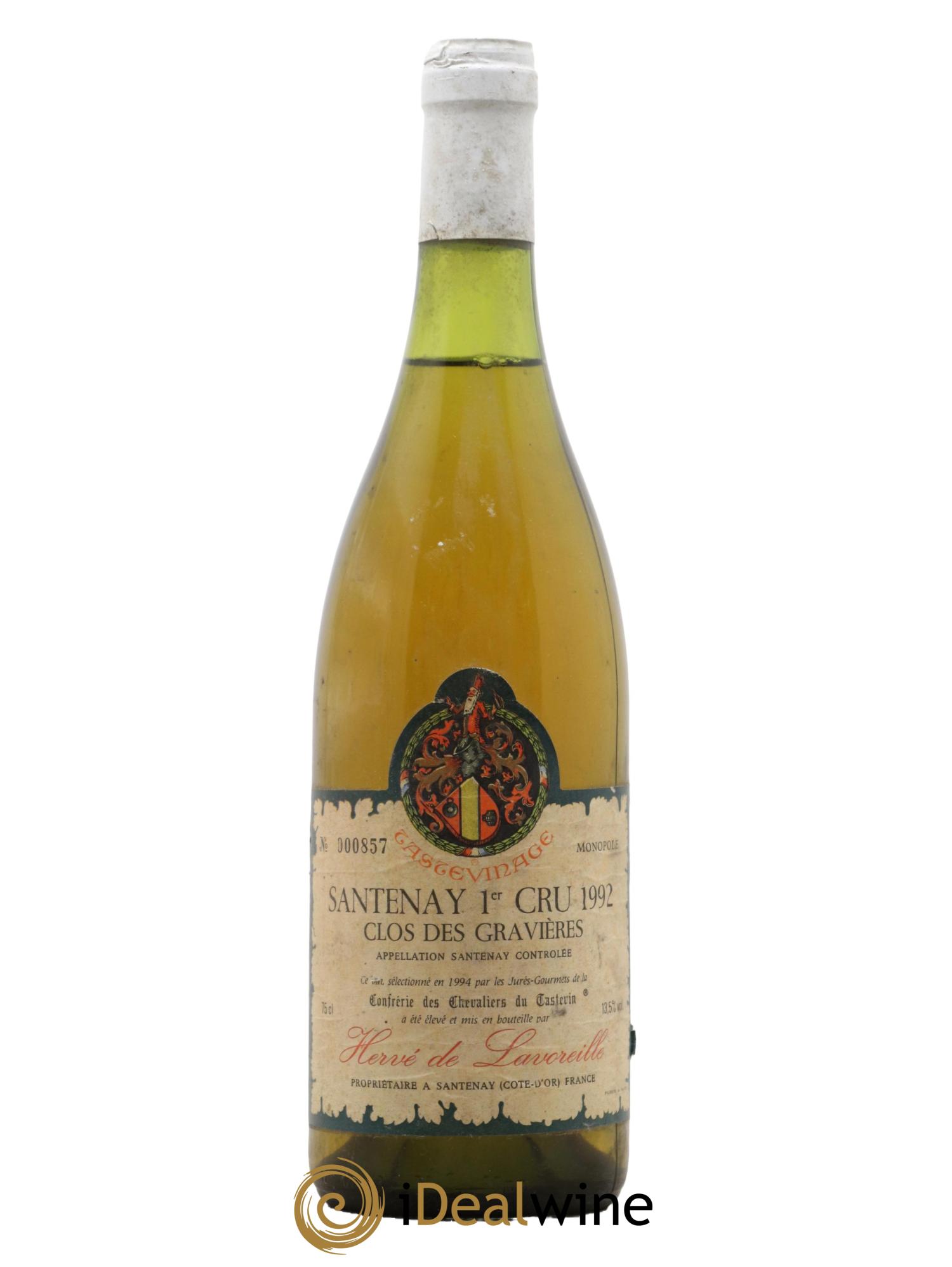 Santenay 1er Cru Clos des Gravières Hervé de Lavoreille Tastevinage 1992 - Lotto di 1 bottiglia - 0