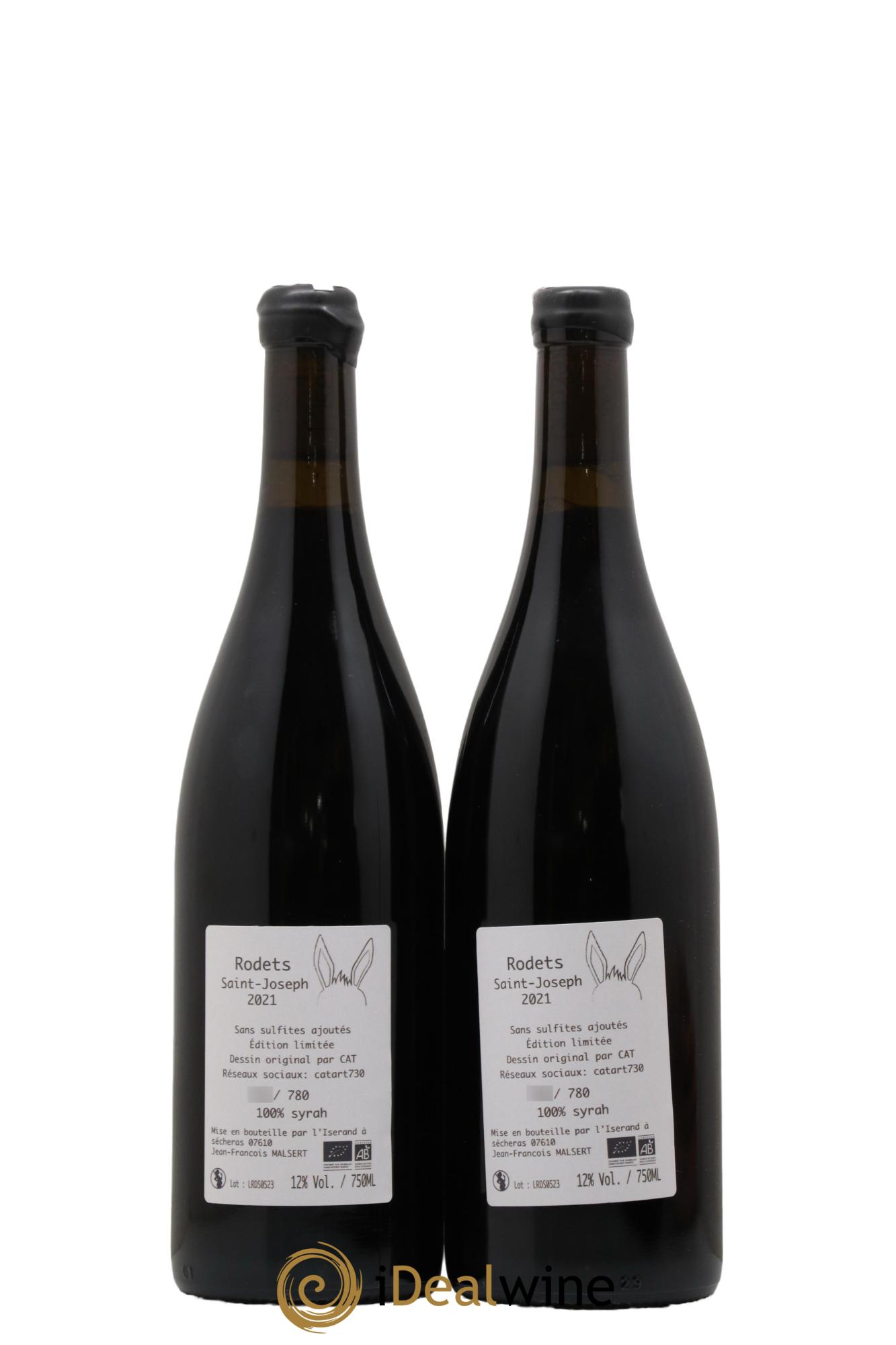 Saint-Joseph Rodets Domaine Malsert 2021 - Lot of 2 bottles - 1