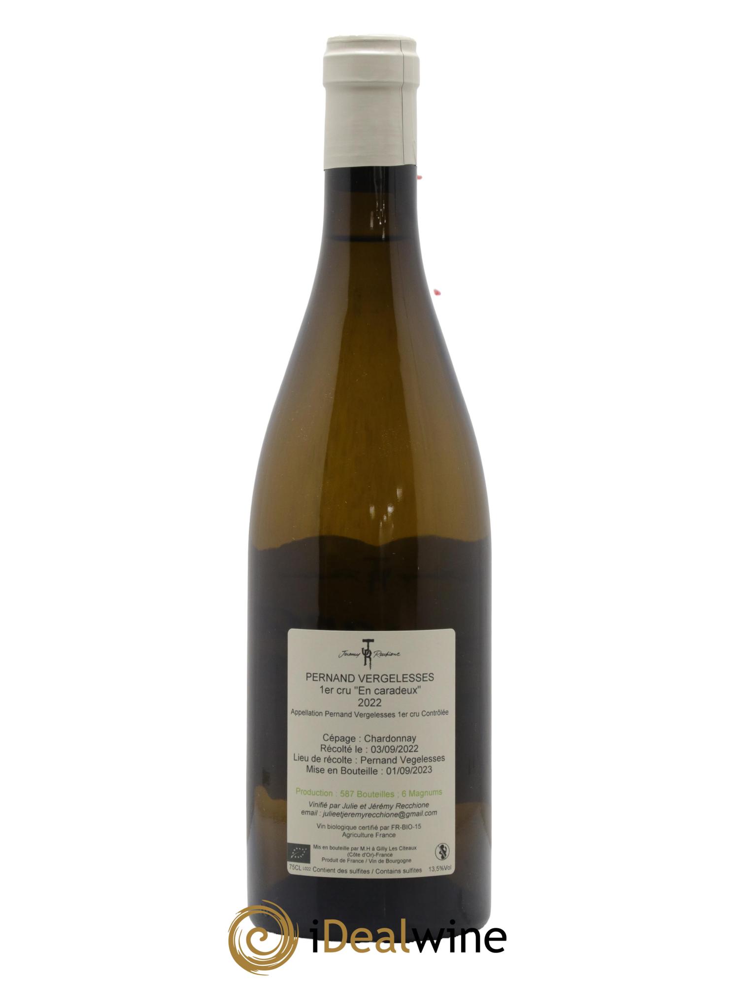 Pernand-Vergelesses 1er Cru En Caradeux Domaine Jérémy Recchione 2022 - Lot de 1 bouteille - 1