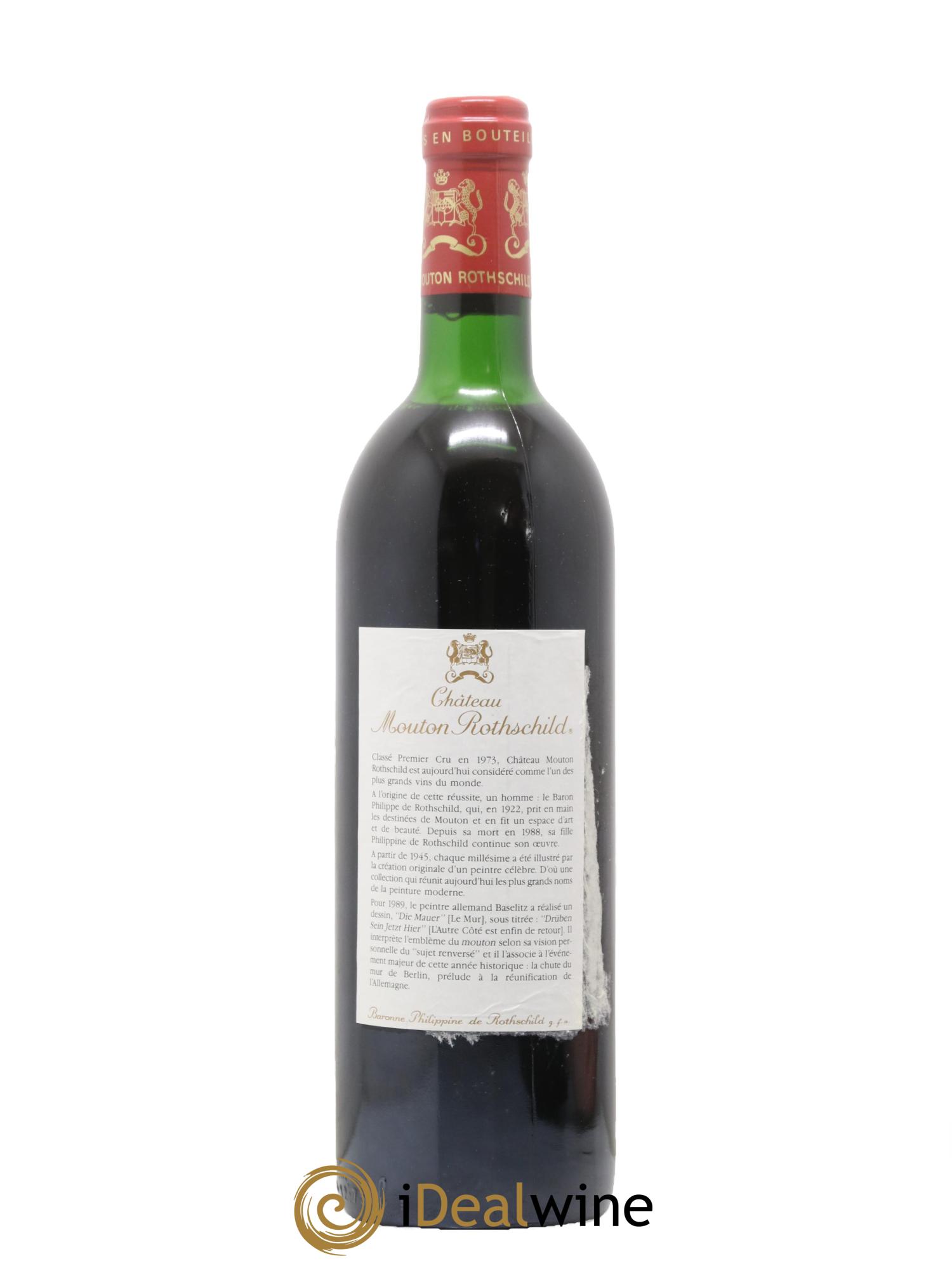 Château Mouton Rothschild 1er Grand Cru Classé 1989 - Lot de 1 bouteille - 1