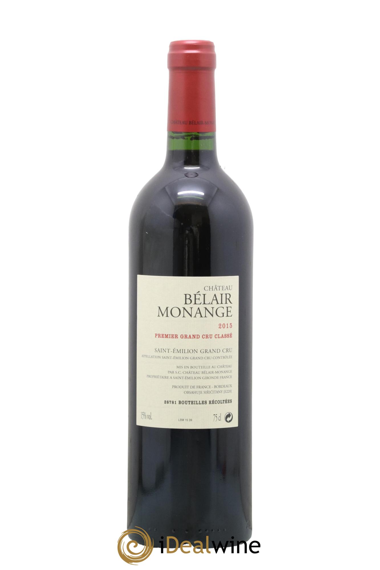 Château Belair (Belair-Monange) 1er Grand Cru Classé B 2015 - Lot of 1 bottle - 1