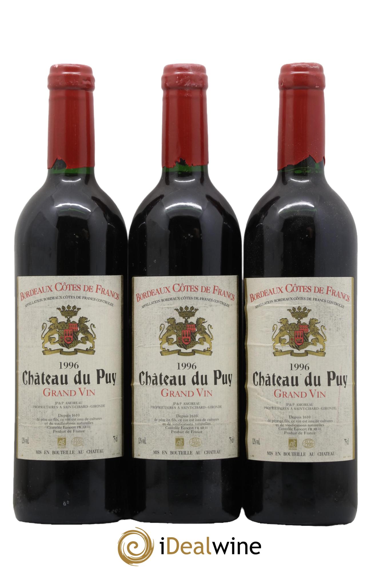 Château Le Puy 1996 - Lot of 3 bottles - 0