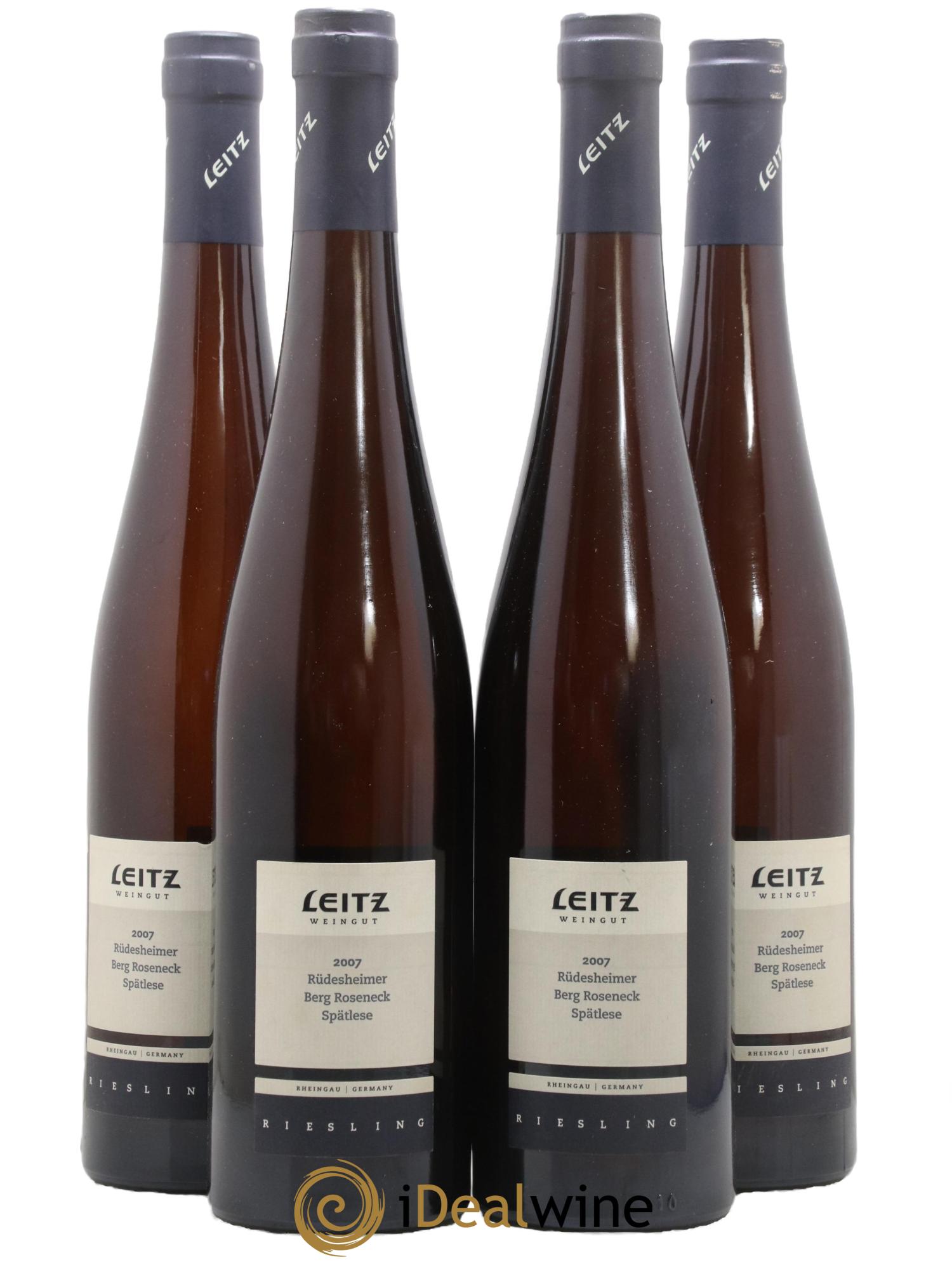 Allemagne Rheingau Rudesheimer Berg Roseneck Leitz Weingut Riesling Spatlese 2007 - Lotto di 4 bottiglie - 0