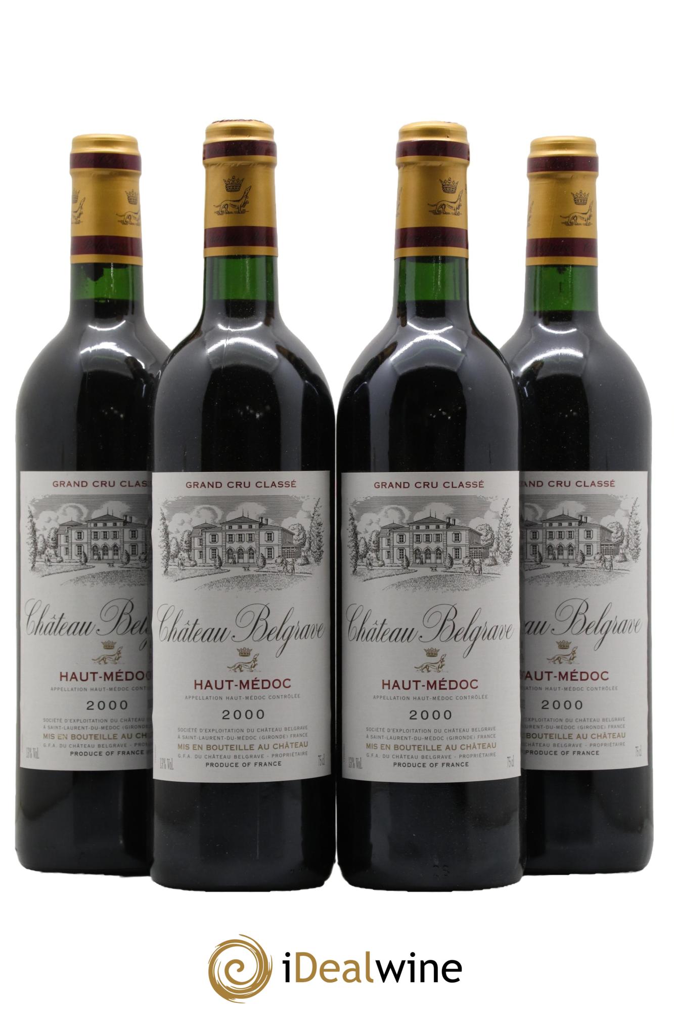 Château Belgrave 5ème Grand Cru Classé 2000 - Lotto di 4 bottiglie - 0