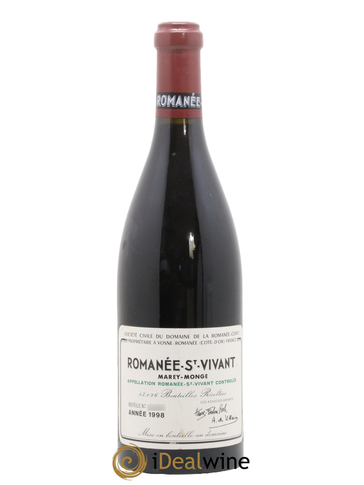 Romanée-Saint-Vivant Grand Cru Domaine de la Romanée-Conti 1998 - Posten von 1 Flasche - 0