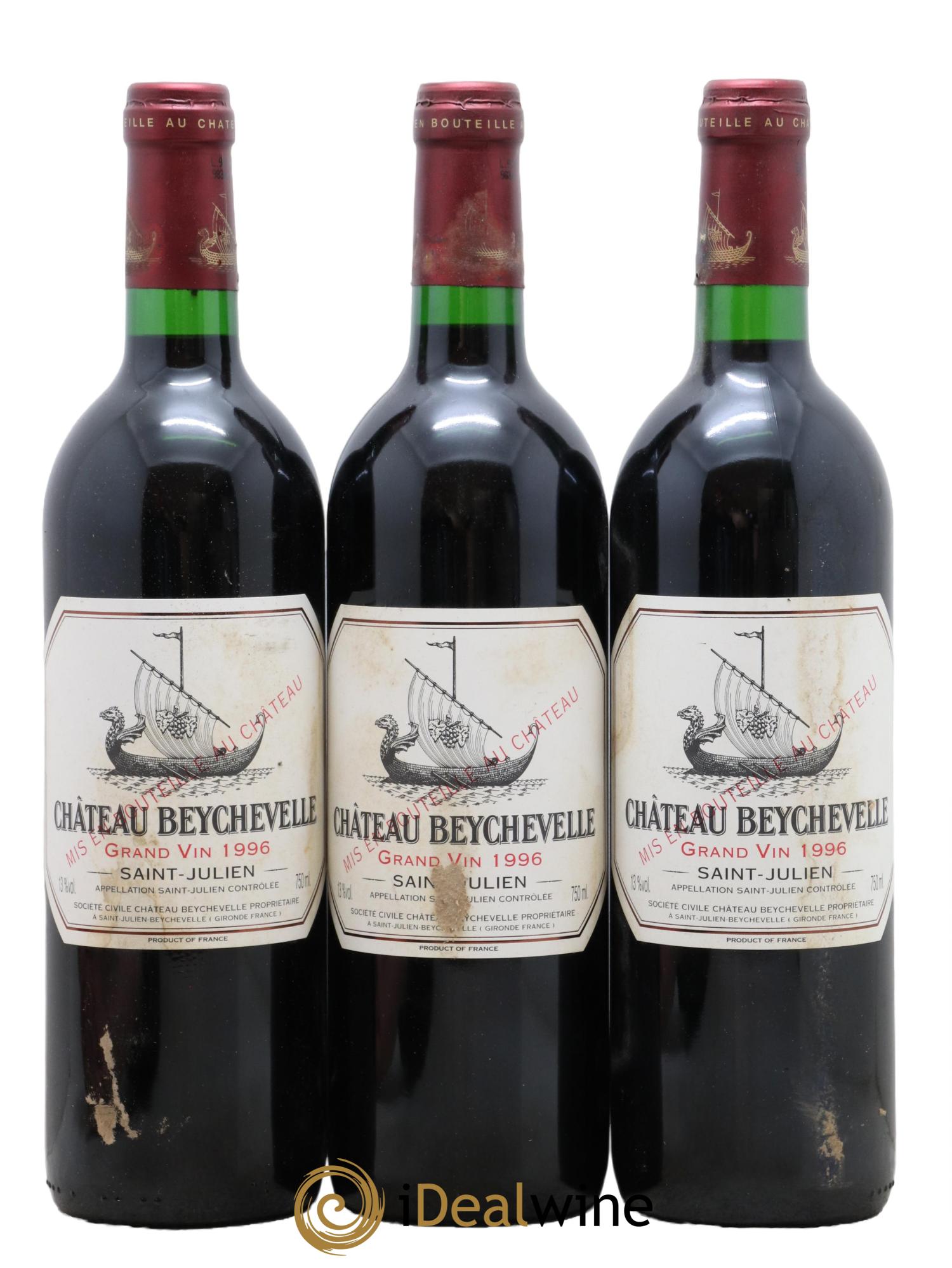 Château Beychevelle 4ème Grand Cru Classé  1996 - Lot of 3 bottles - 0