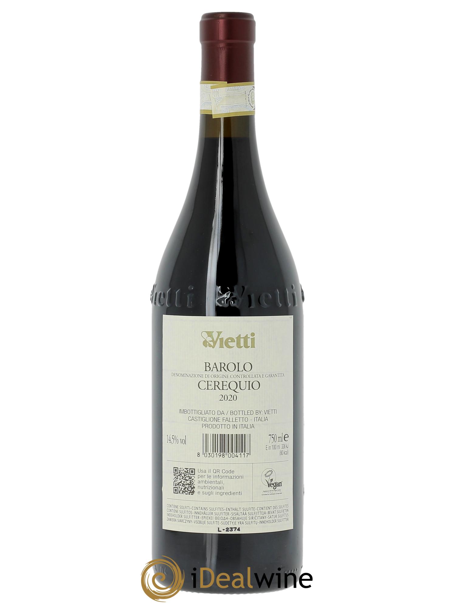 Barolo DOCG DOCG Cerequio Vietti   2020 - Lot de 1 bouteille - 1