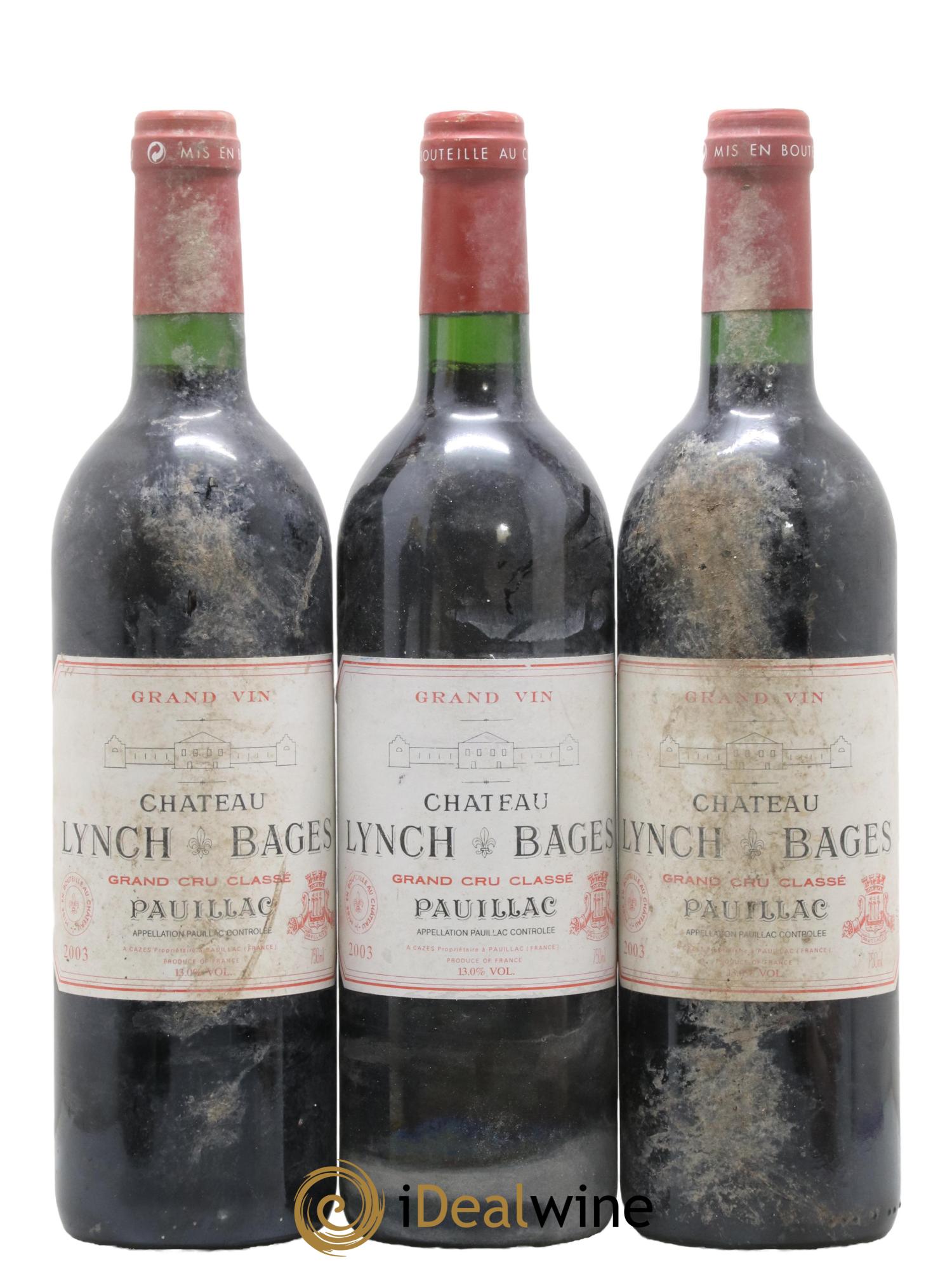 Château Lynch Bages 5ème Grand Cru Classé 2003 - Lotto di 3 bottiglie - 0