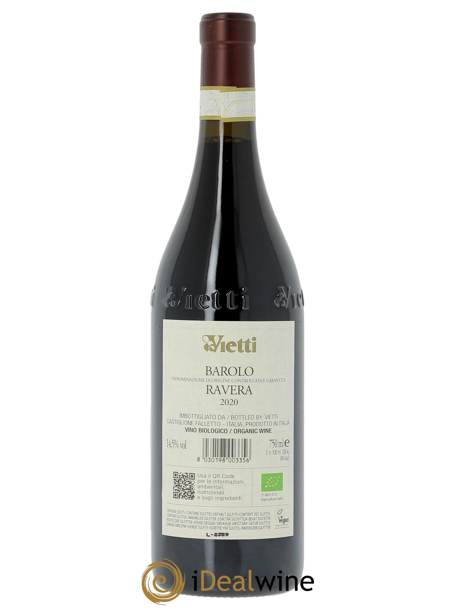 Barolo DOCG Ravera Vietti   2020 - Lot de 1 bouteille - 1