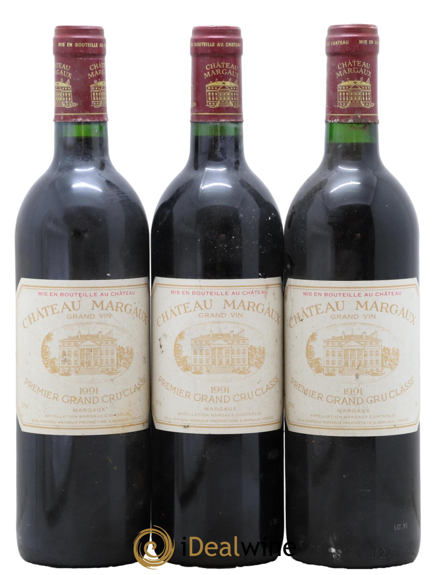 Château Margaux 1er Grand Cru Classé  1991 - Lot de 3 bouteilles - 0