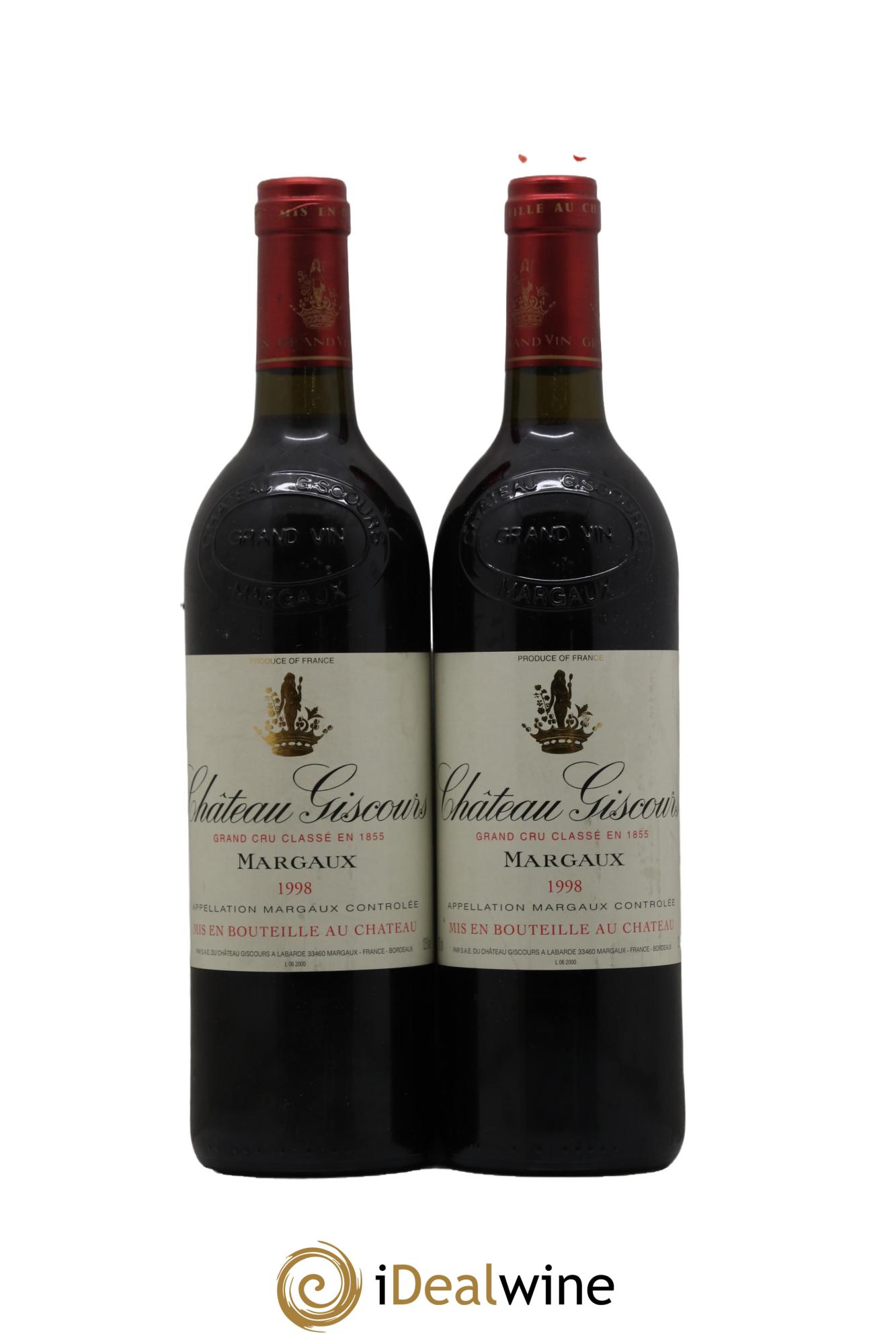 Château Giscours 3ème Grand Cru Classé  1998 - Lot de 2 bouteilles - 0