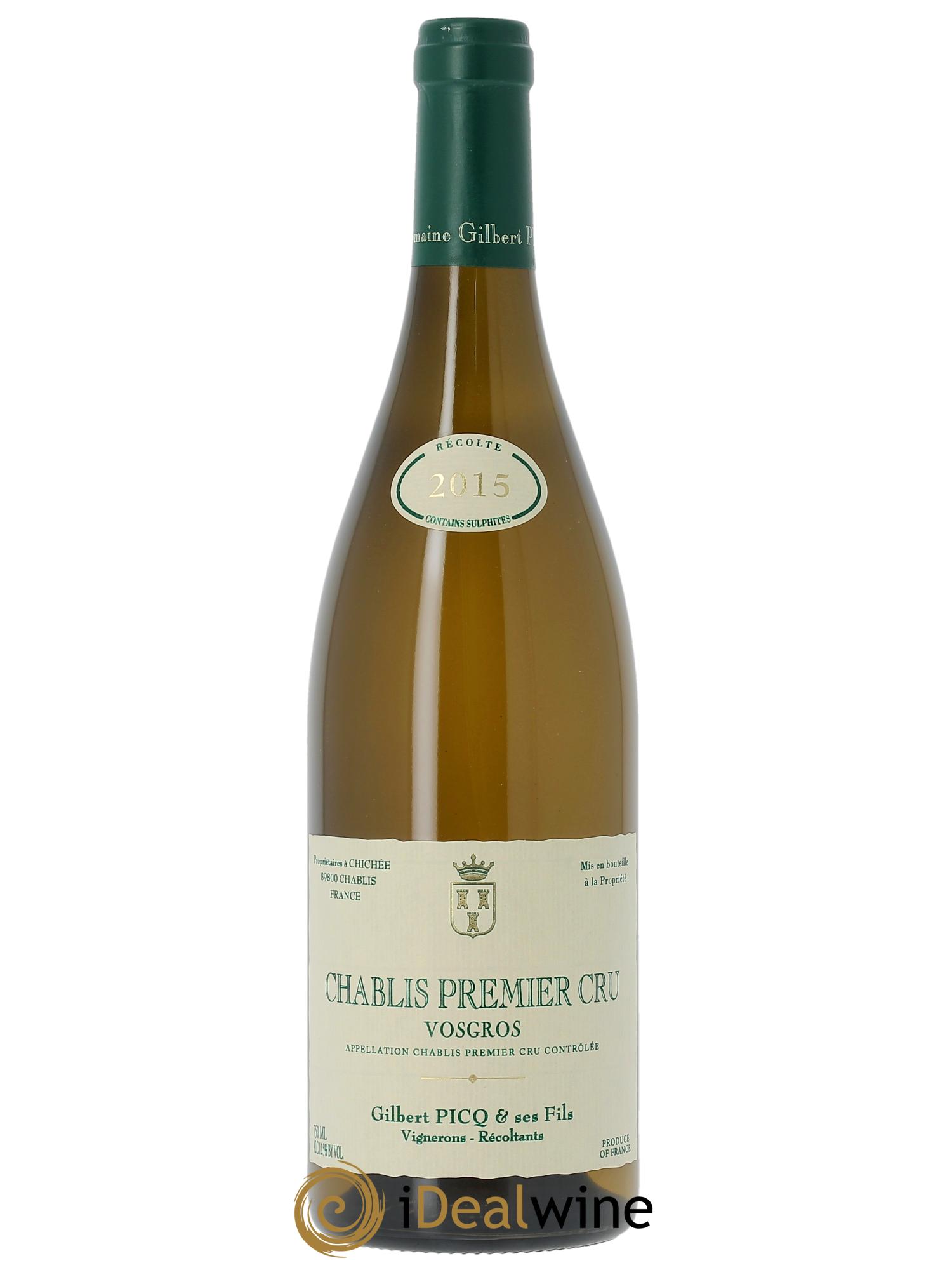 Chablis 1er Cru Vosgros Gilbert Picq et Fils   2015 - Lot de 1 bouteille - 0