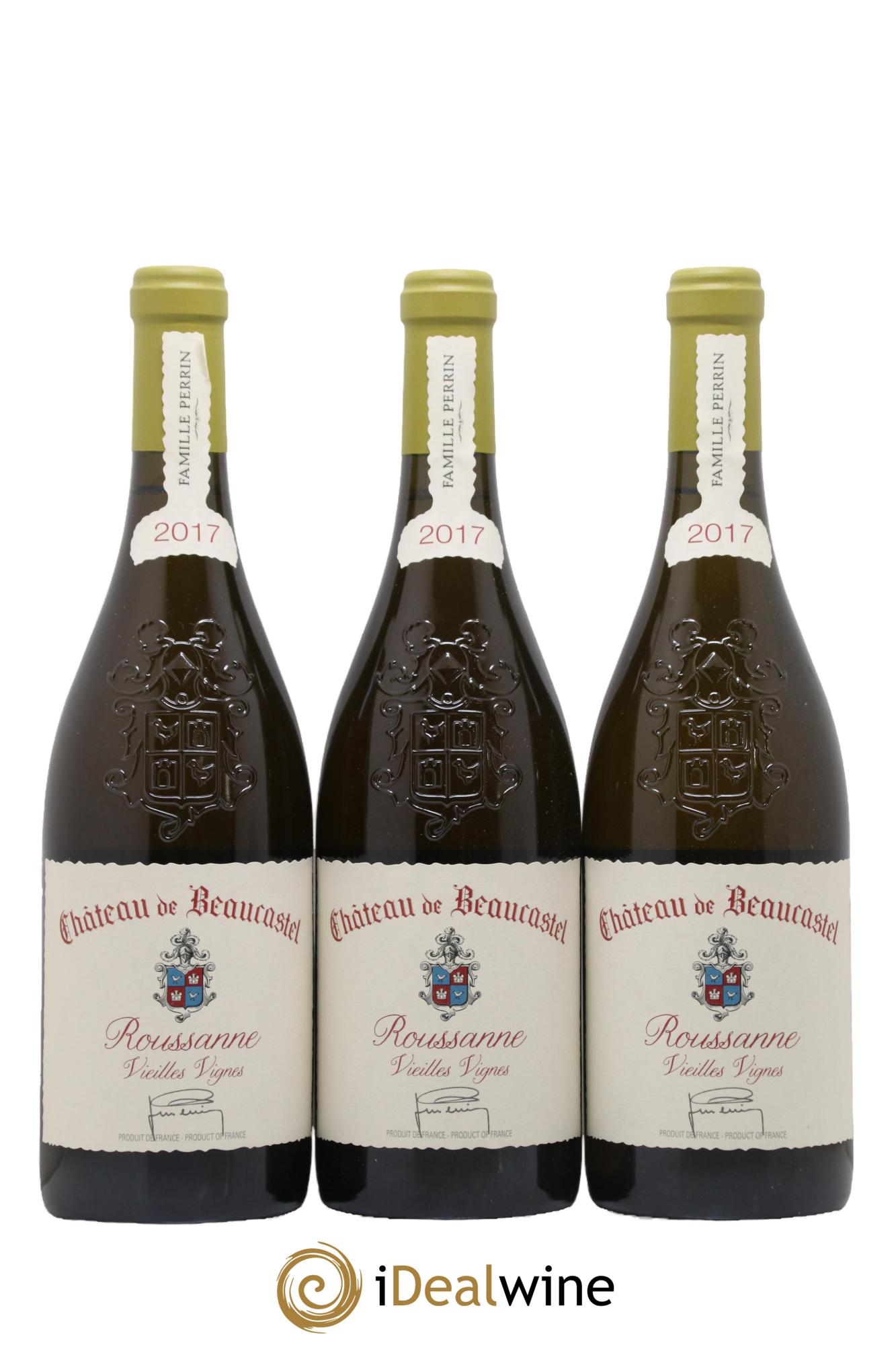 Châteauneuf-du-Pape Château de Château de Beaucastel Vieilles vignes Roussanne Famille Perrin 2017 - Lot de 3 bouteilles - 0