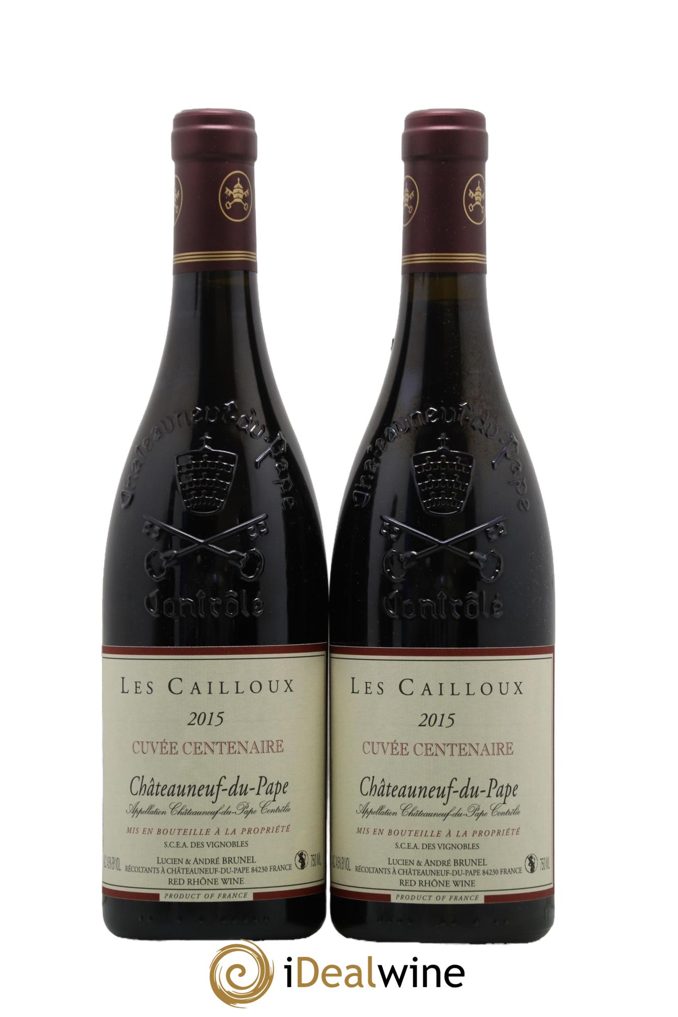 Châteauneuf-du-Pape Les Cailloux Cuvée Centenaire André Brunel 2015 - Lotto di 2 bottiglie - 0