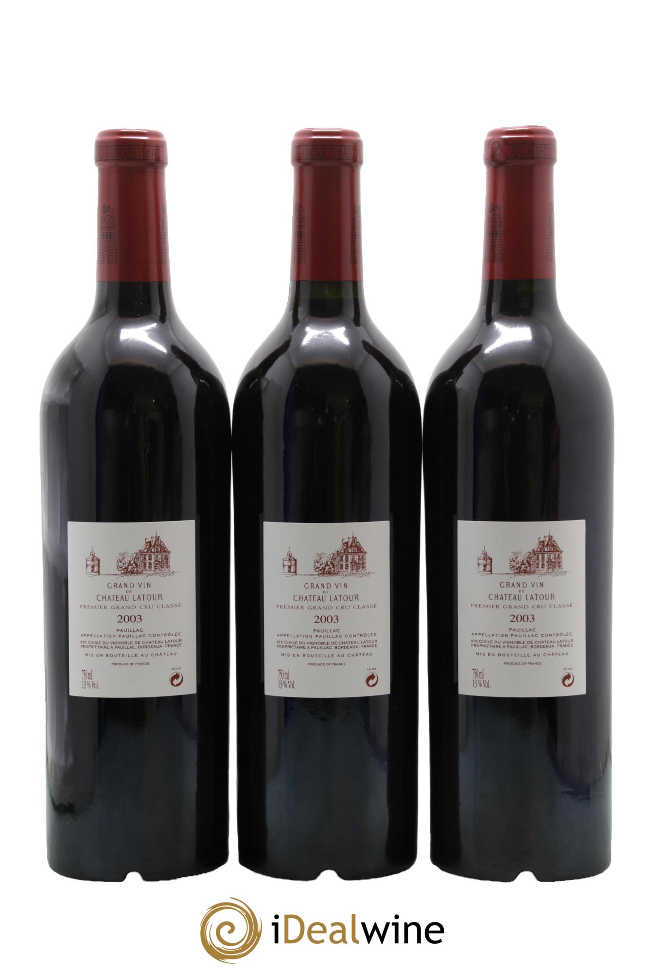 Château Latour 1er Grand Cru Classé 2003 - Lot de 3 bouteilles - 1