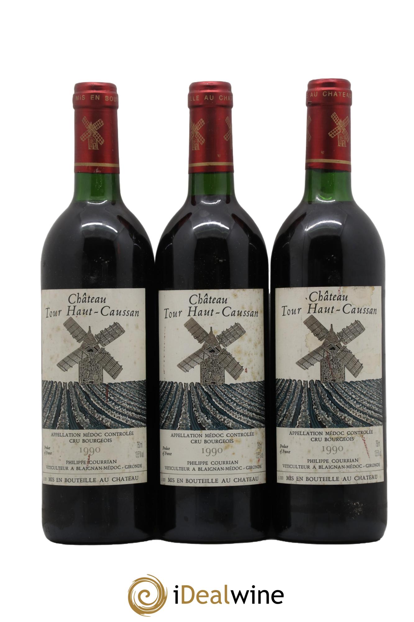 Château Tour Haut-Caussan Cru Bourgeois  1990 - Lot of 3 bottles - 0