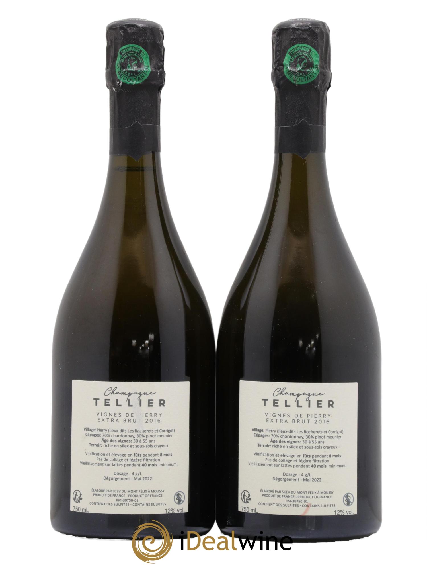 Vignes de Pierry Premier Cru Extra-Brut Tellier  2016 - Lot de 2 bouteilles - 1