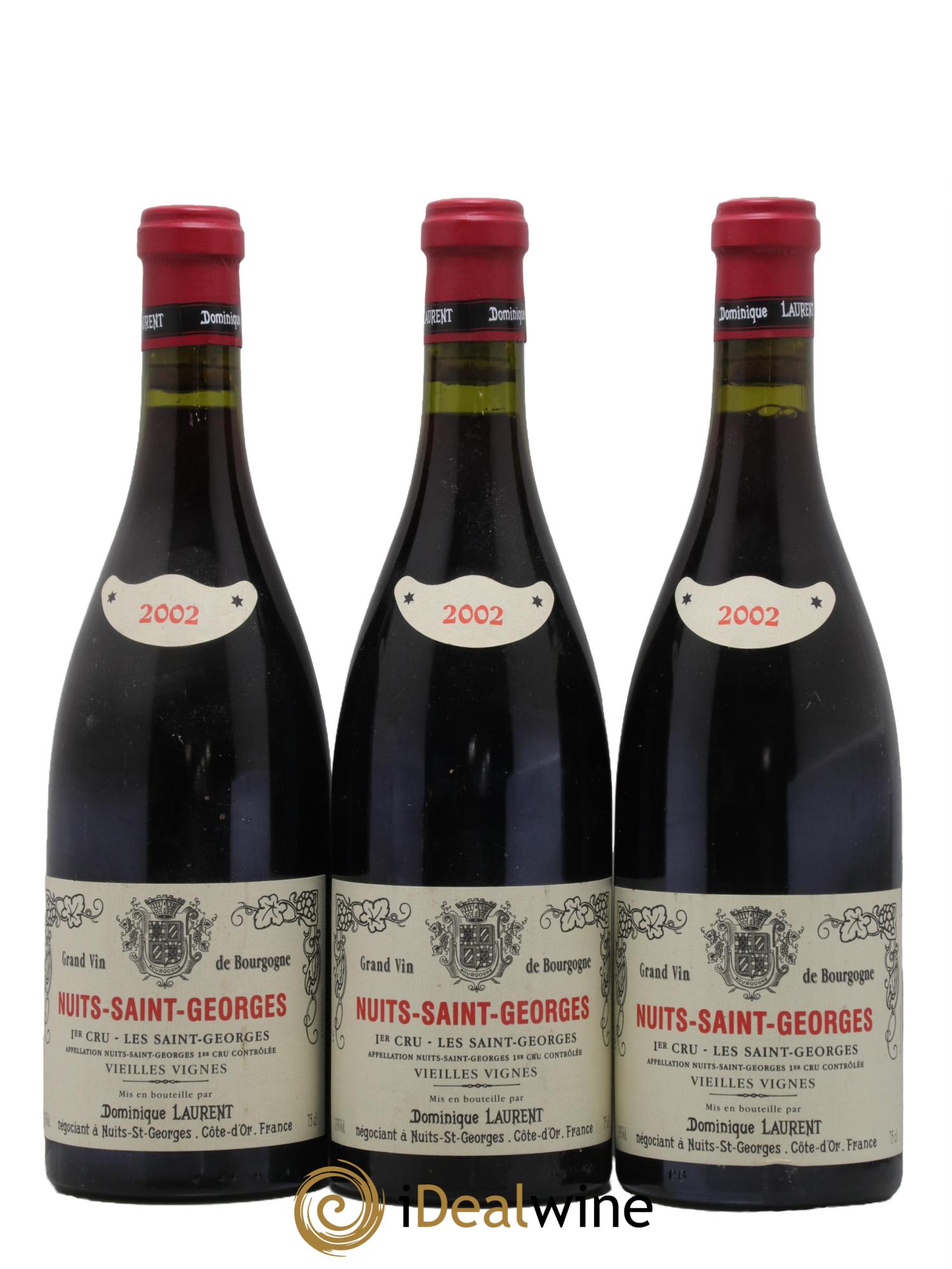 Nuits Saint-Georges 1er Cru Les Saints Georges Vieilles Vignes Dominique Laurent 2002 - Lotto di 3 bottiglie - 0