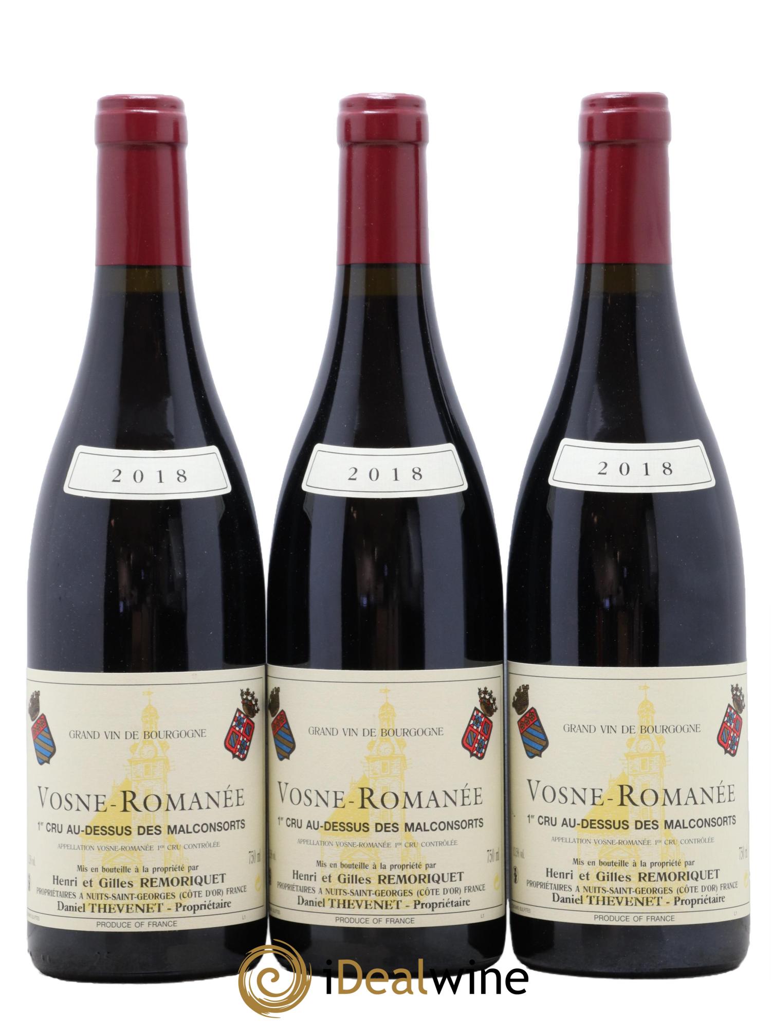 Vosne-Romanée 1er Cru Au Dessus des Malconsorts Gilles Remoriquet 2018 - Posten von 3 Flaschen - 0