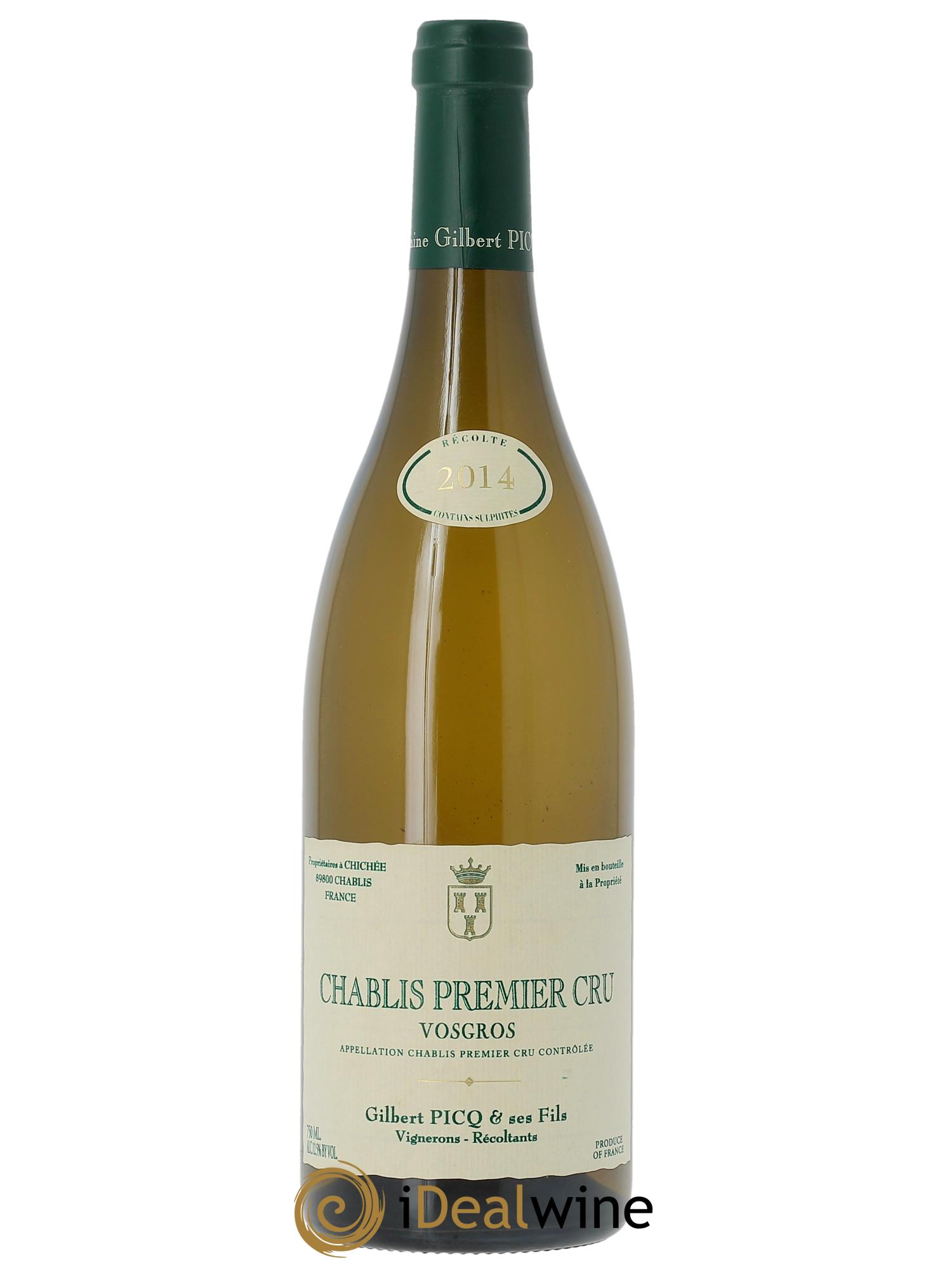 Chablis 1er Cru Vosgros Gilbert Picq et Fils   2014 - Lot de 1 bouteille - 0