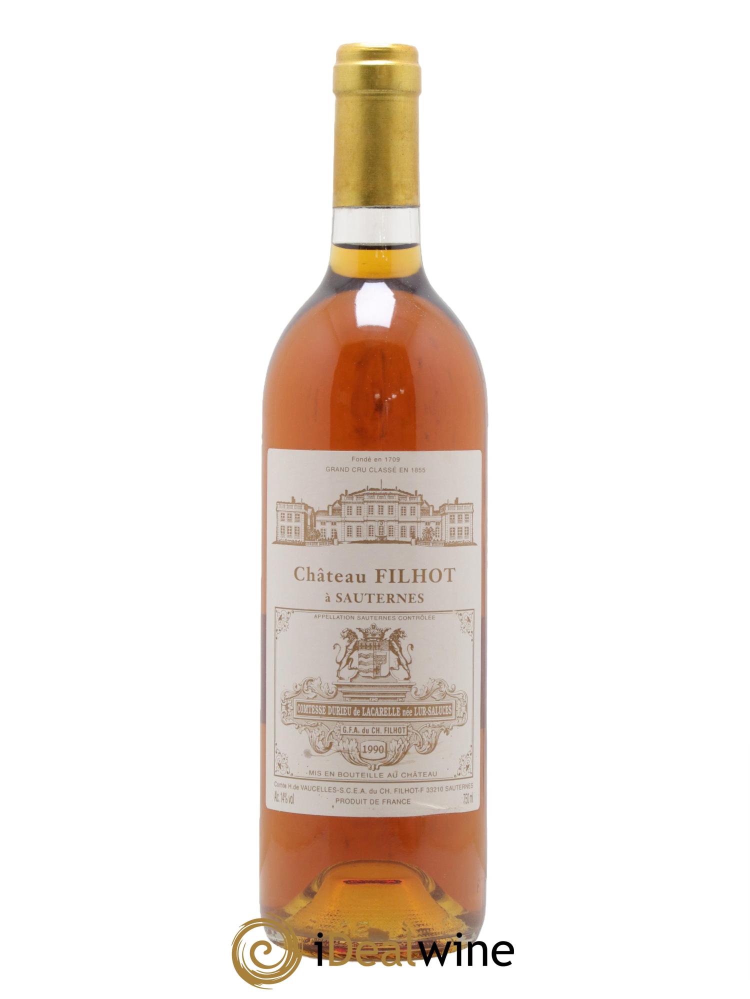 Château Filhot 2ème Grand Cru Classé 1990 - Lot de 1 bouteille - 0