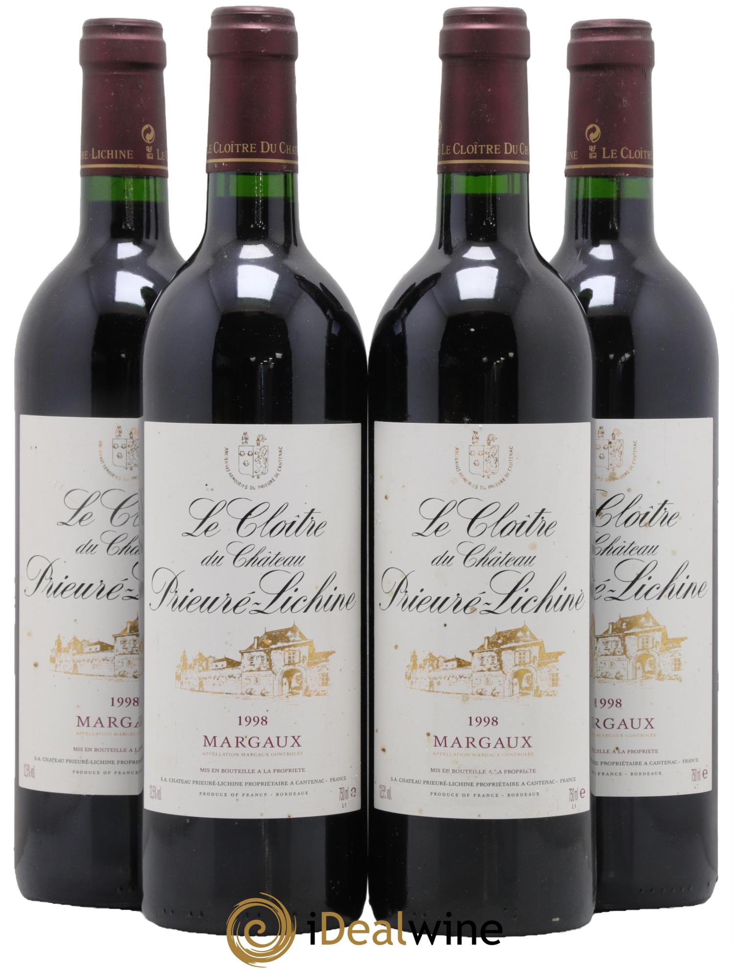 Cloître de Prieuré Lichine 1998 - Lot de 4 bouteilles - 0