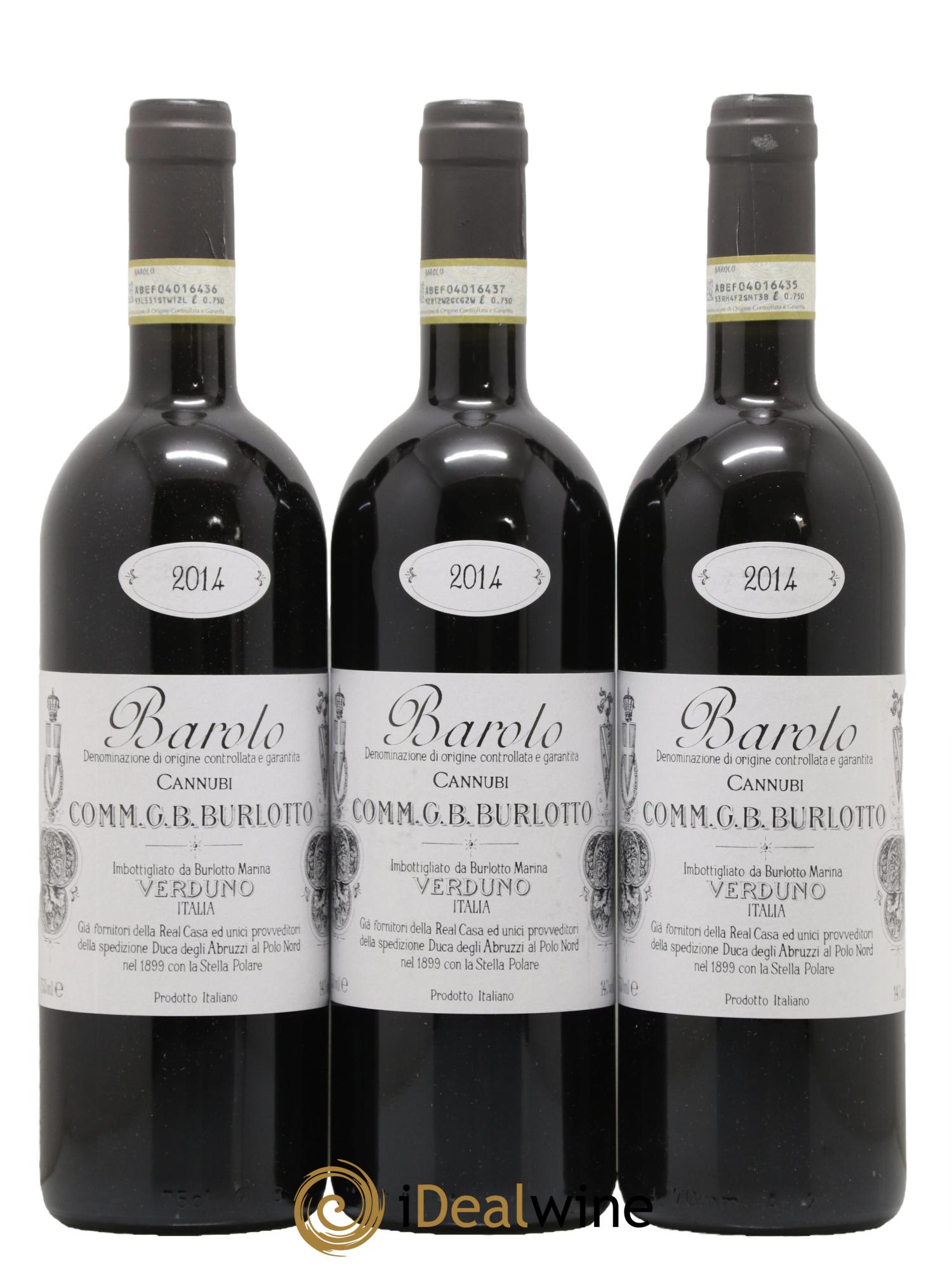 Barolo DOCG Cannubi Comm. Giovan Battista Burlotto 2014 - Lot de 3 bouteilles - 0