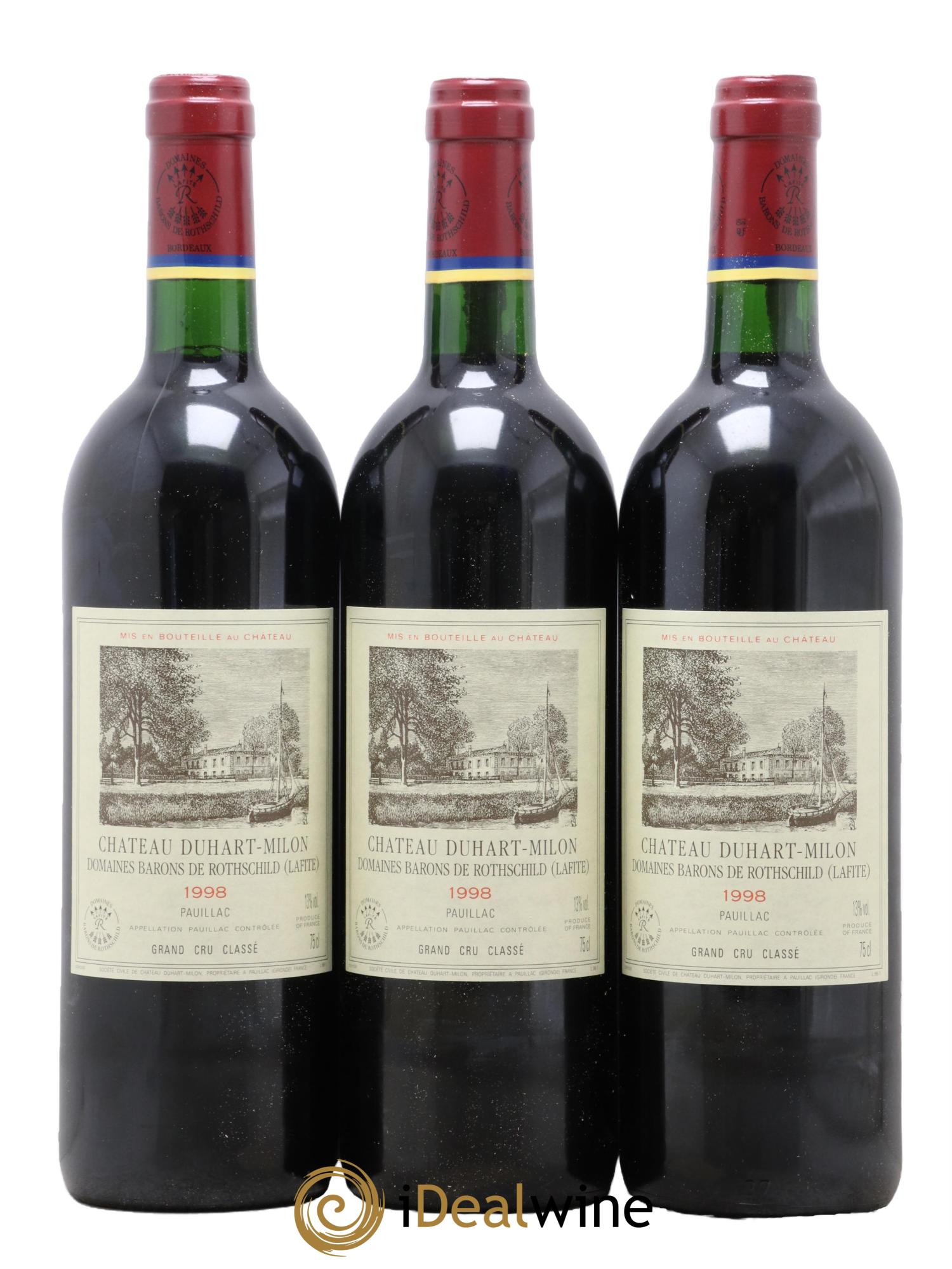 Château Duhart-Milon 4ème Grand Cru Classé 1998 - Lot de 3 bouteilles - 0