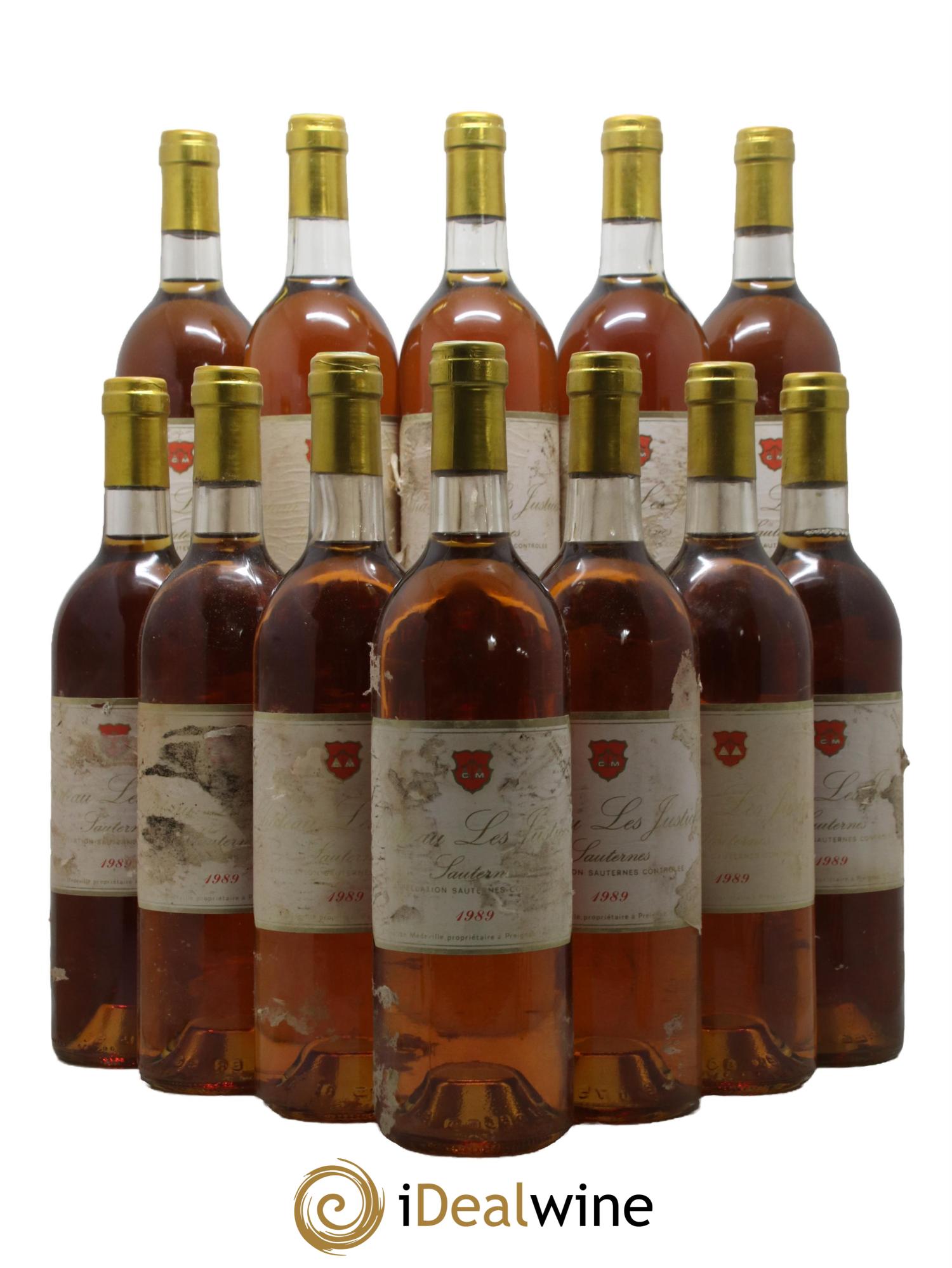 Sauternes Les Justices Domaine Medeville 1989 - Lot de 12 bouteilles - 0