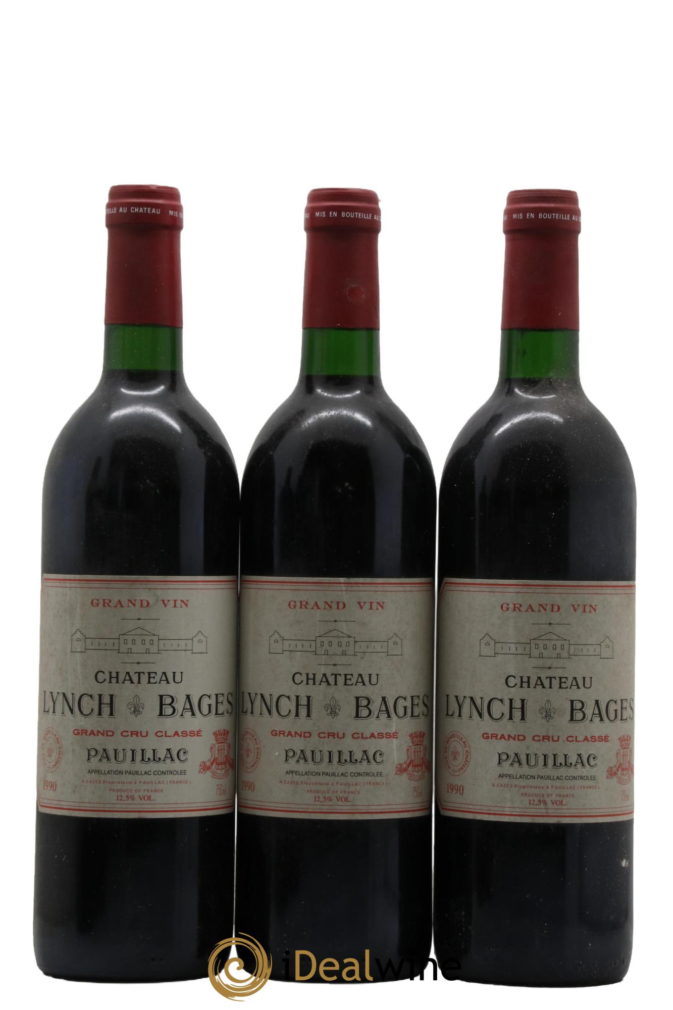 Château Lynch Bages 5ème Grand Cru Classé 1990 - Posten von 3 Flaschen - 0