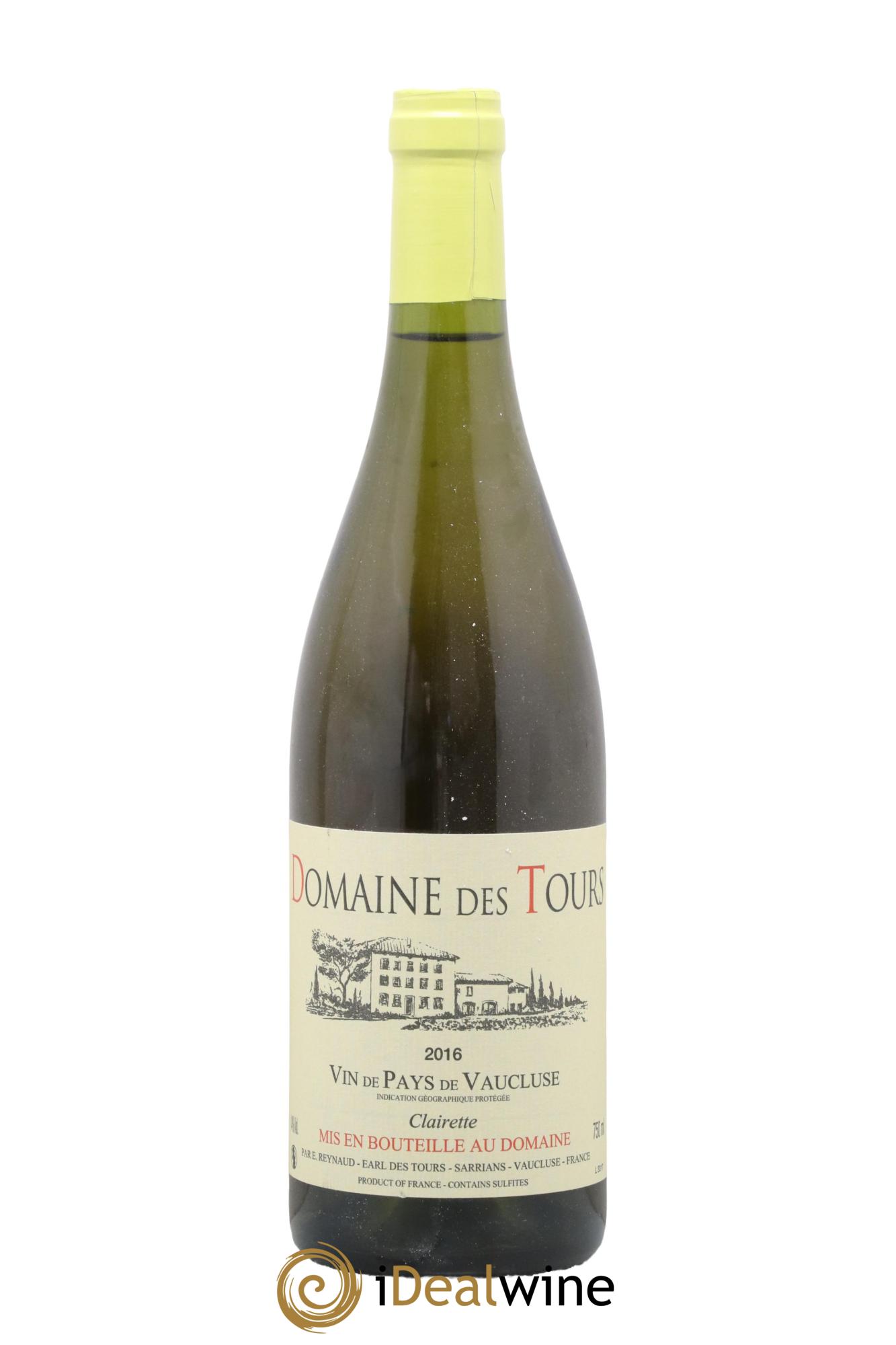 IGP Vaucluse (Vin de Pays de Vaucluse) Domaine des Tours Clairette Emmanuel Reynaud 2016 - Lot de 1 bouteille - 0