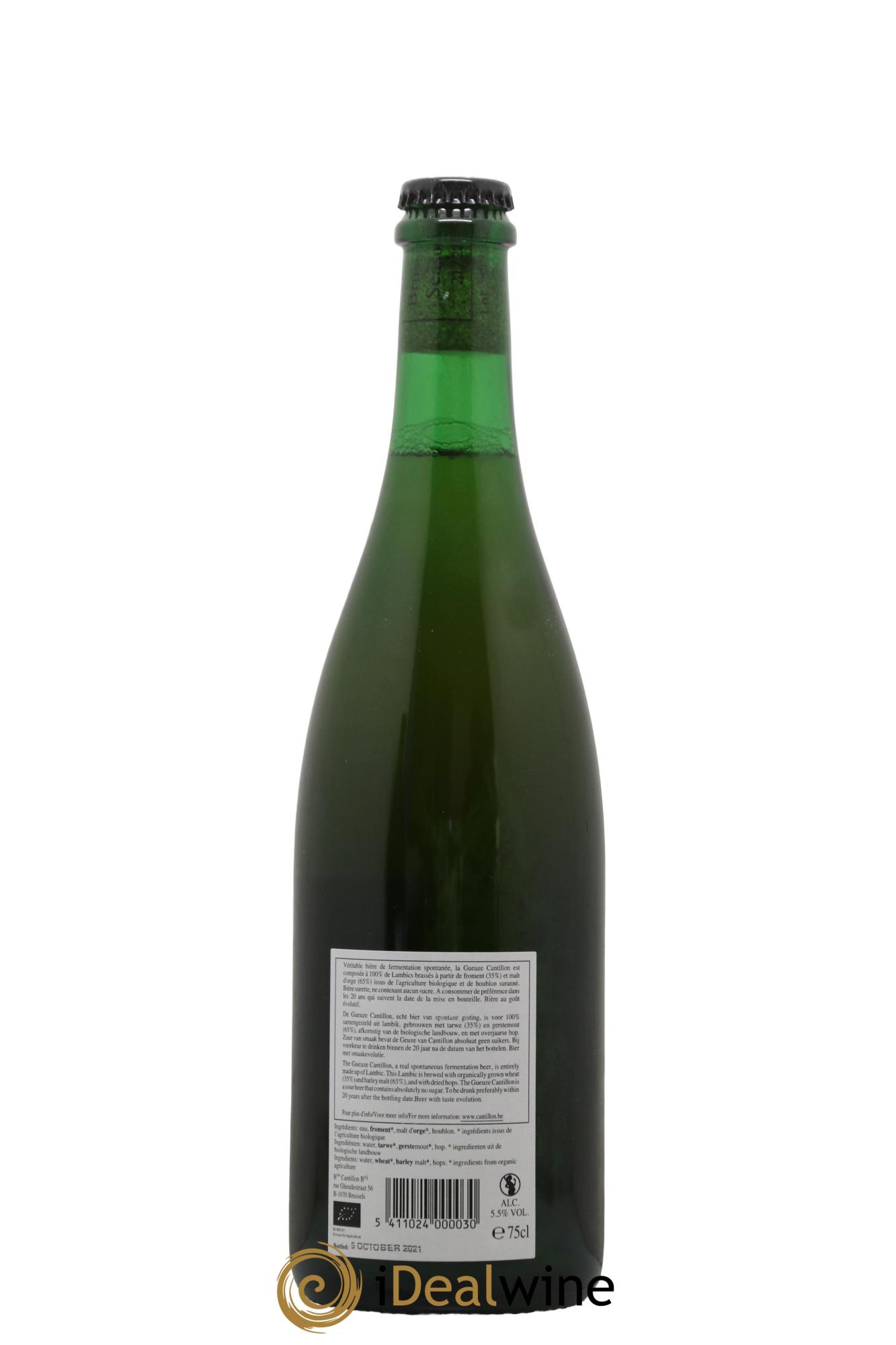 Bière Lambic Geuze Cantillon embouteillée en 2021 - Lot de 1 bouteille - 1