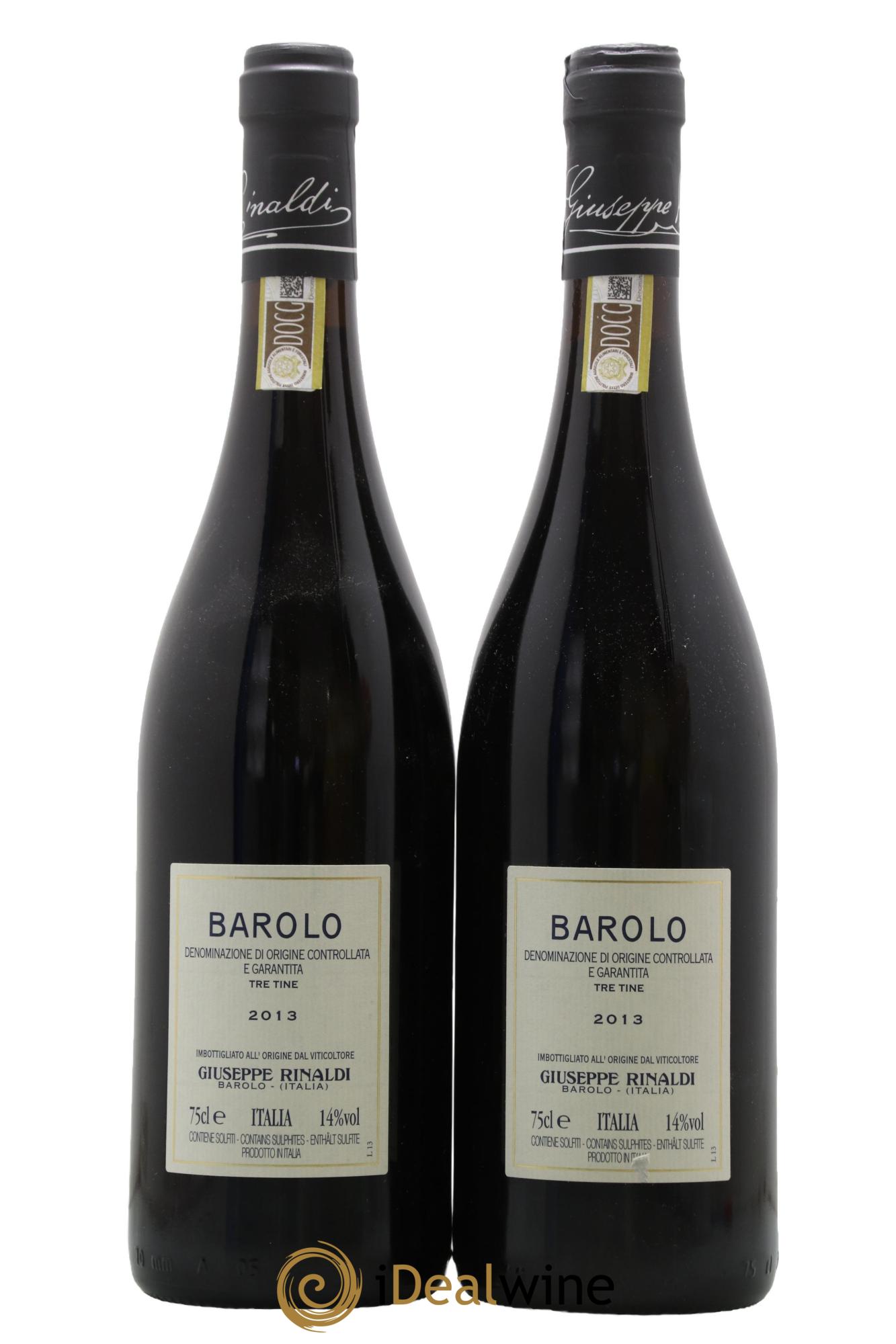 Barolo DOCG Tre Tine Giuseppe Rinaldi 2013 - Lot de 2 bouteilles - 1