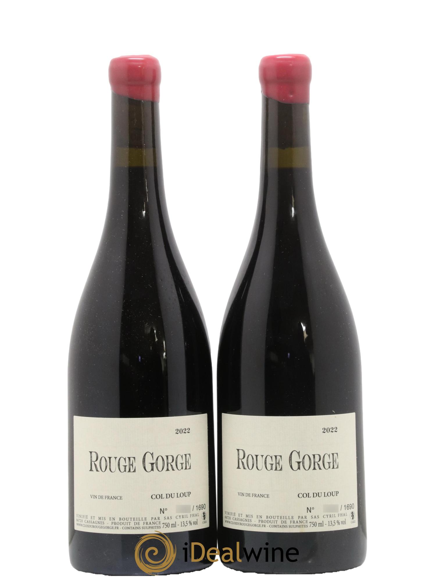 Vin de France Col Loup Clos Rouge Gorge 2022 - Lot de 2 bouteilles - 0