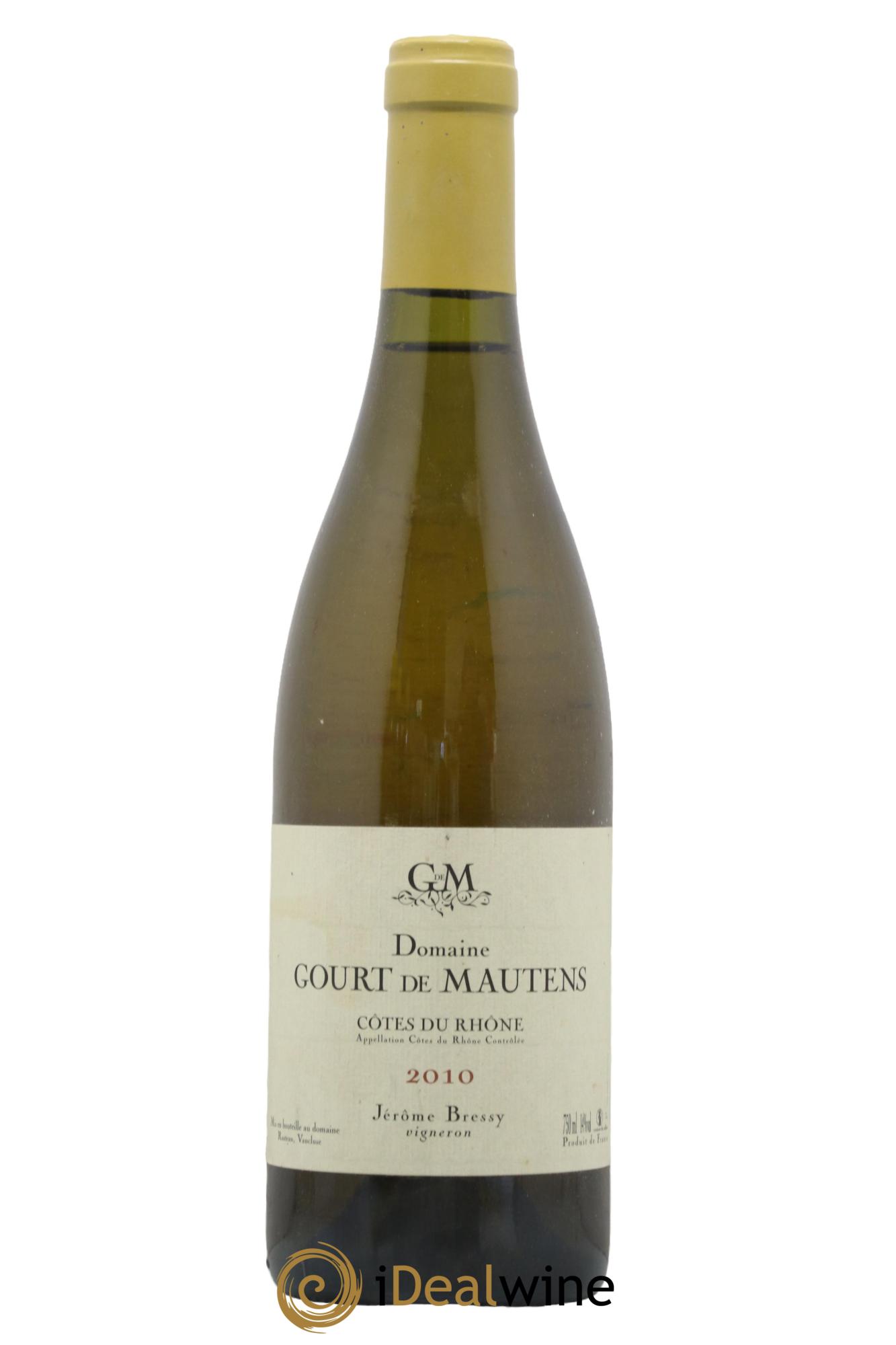 Côtes du Rhône Domaine Gourt de Mautens - Jérôme Bressy 2010 - Lot de 1 bouteille - 0