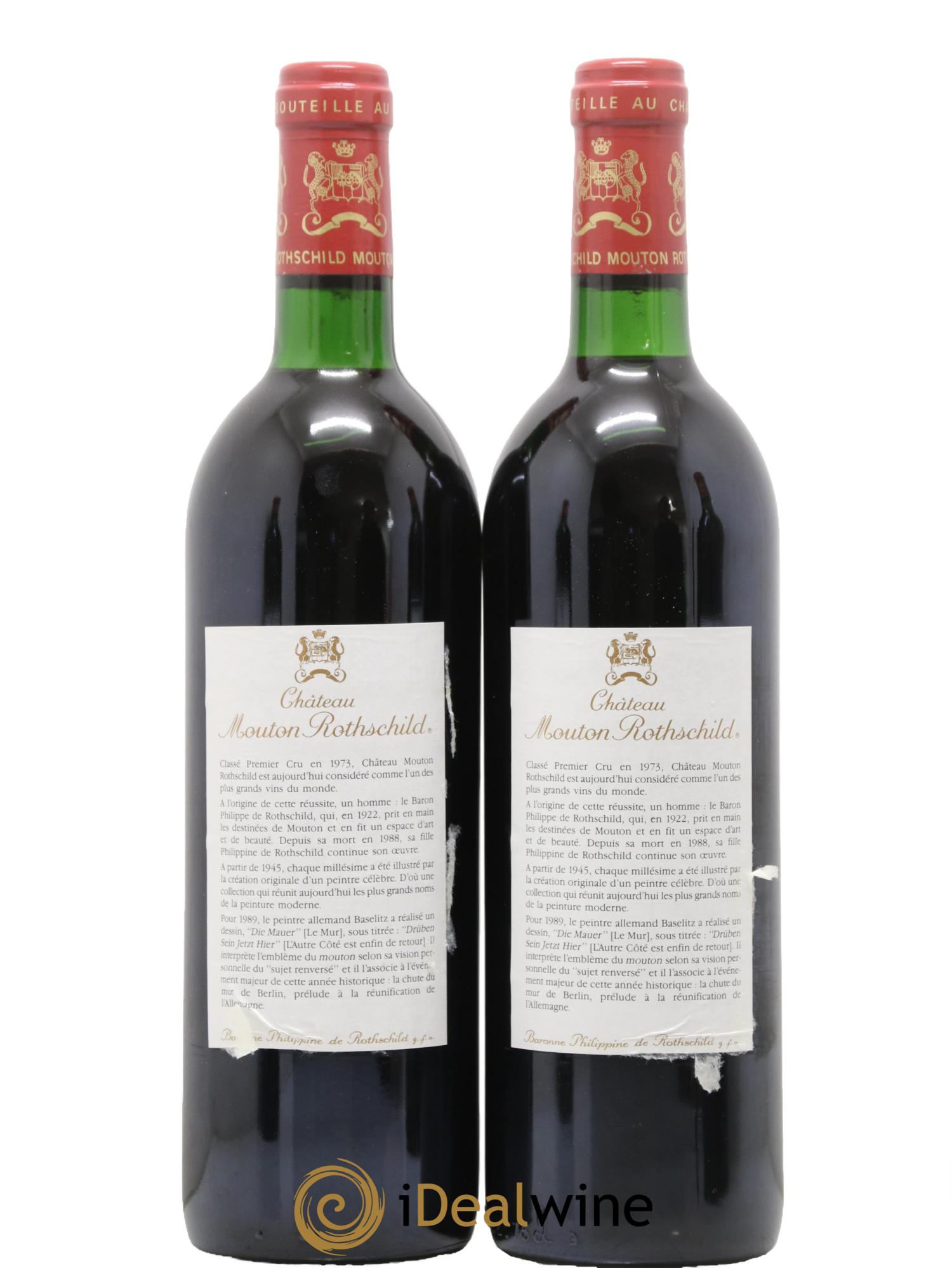 Château Mouton Rothschild 1er Grand Cru Classé 1989 - Lot de 2 bouteilles - 1